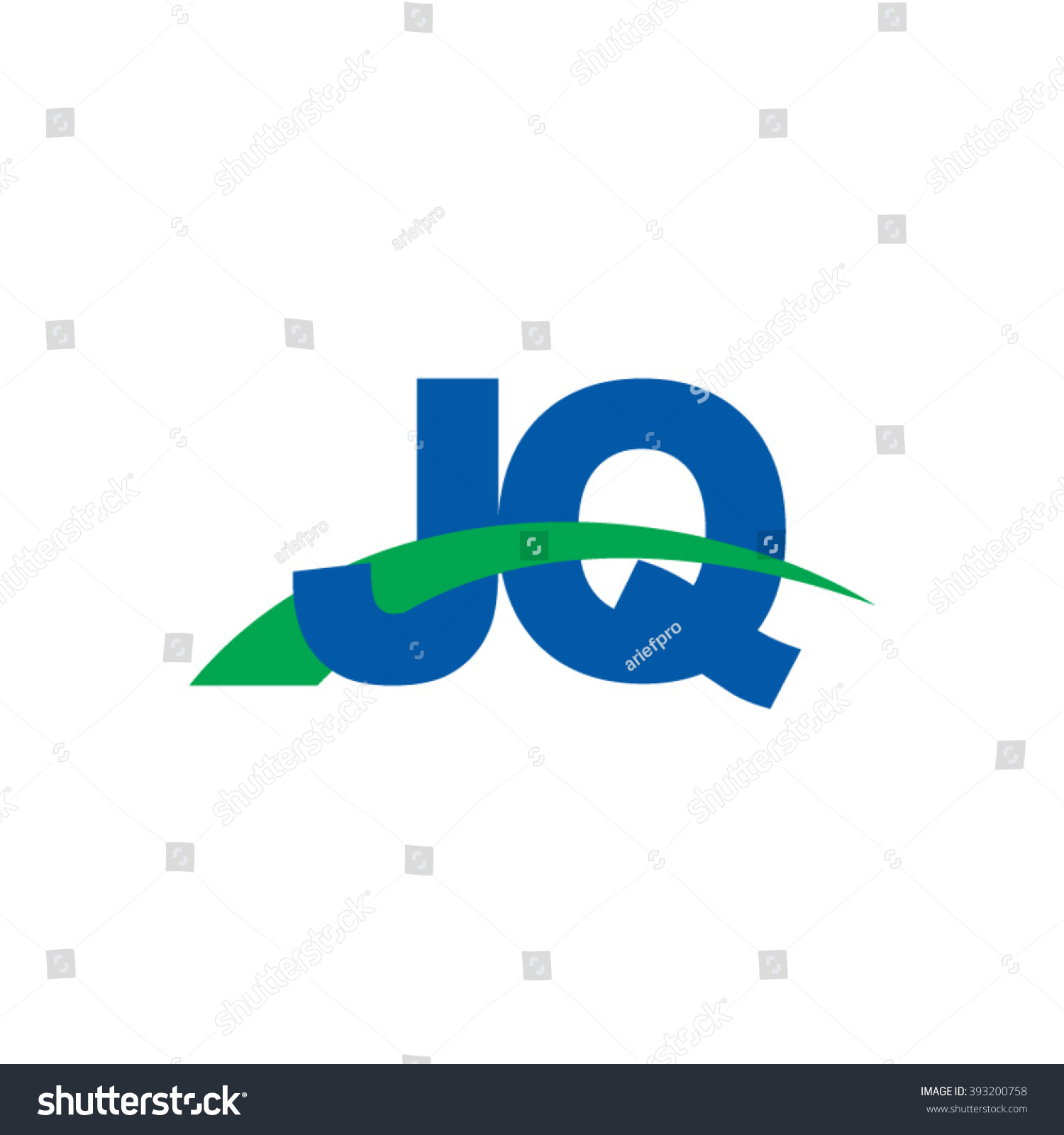 Jq Initial Overlapping Swoosh Letter Logo Blue Royalty Free Stock