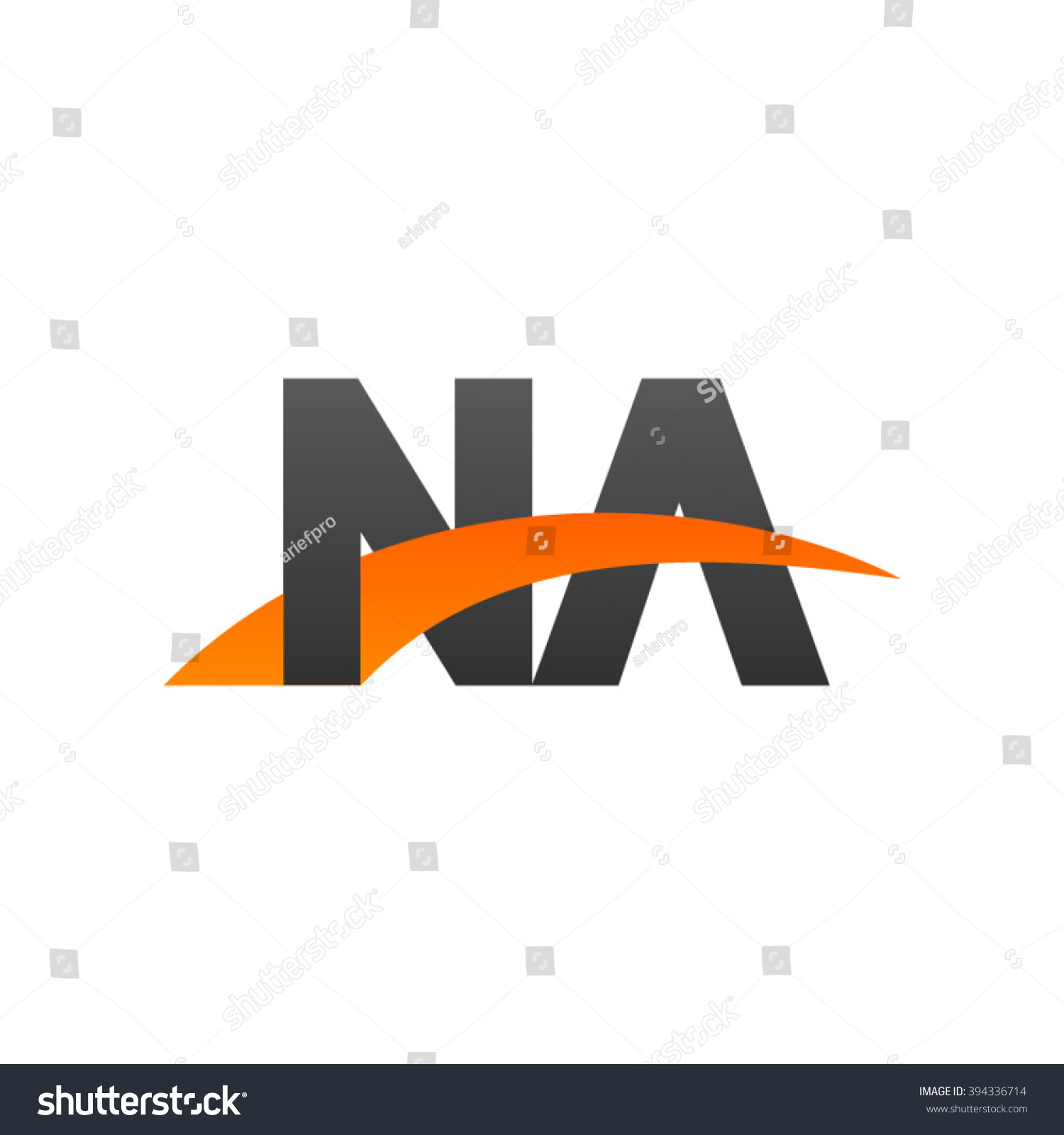 Na Initial Overlapping Swoosh Letter Logo Black Royalty Free Stock