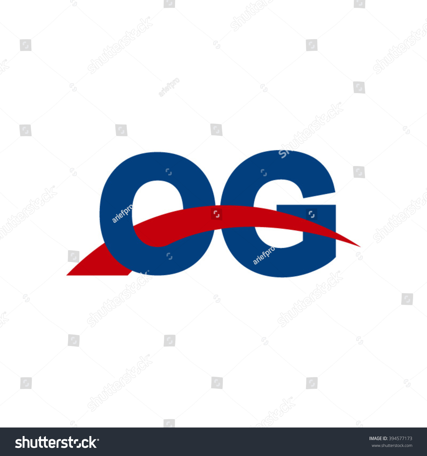 Og Initial Overlapping Swoosh Letter Logo Blue Royalty Free Stock