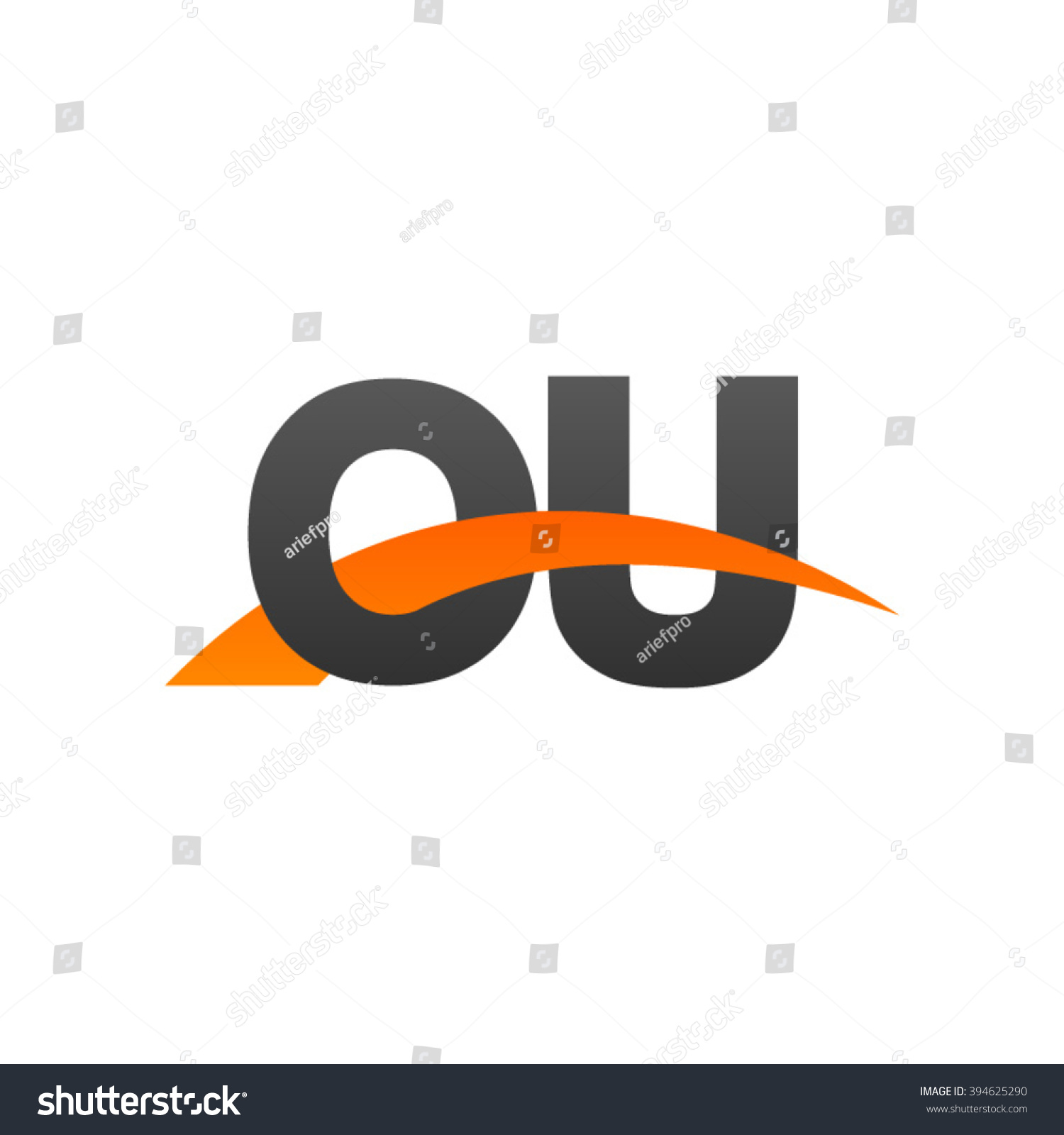 Ou Initial Overlapping Swoosh Letter Logo Black Royalty Free Stock