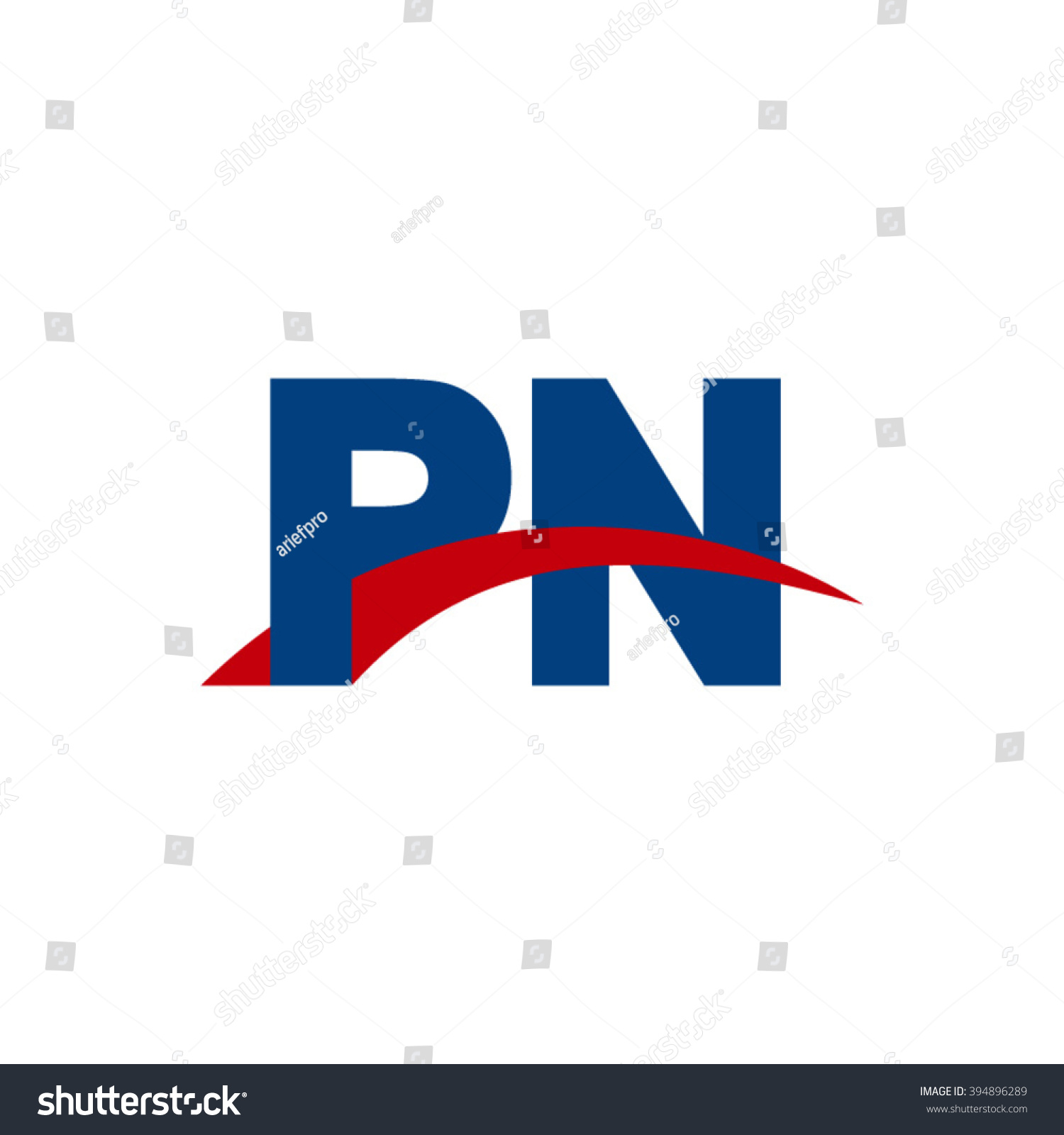 PN Initial Overlapping Swoosh Letter Logo Blue Royalty Free Stock