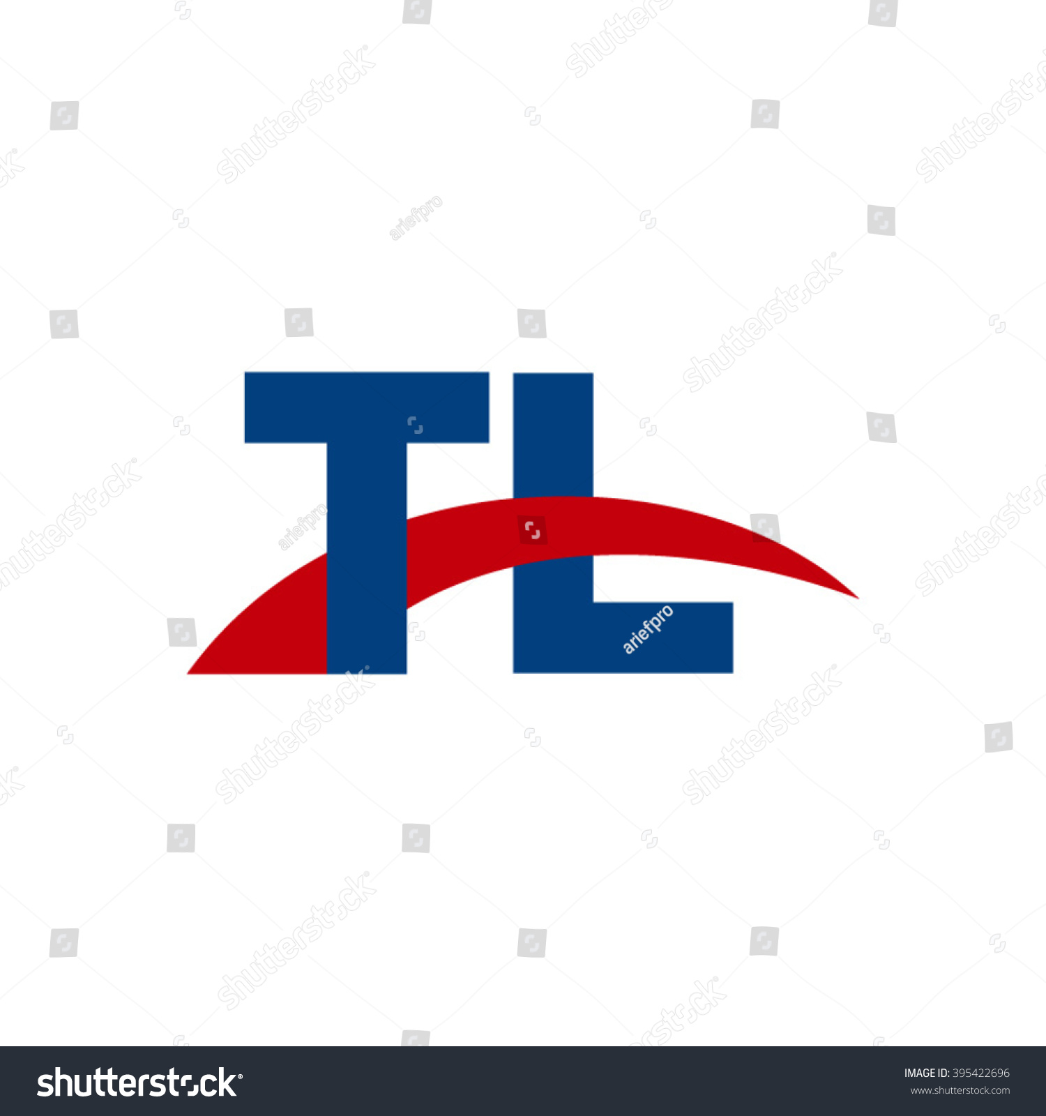 TL Initial Overlapping Swoosh Letter Logo Blue Royalty Free Stock