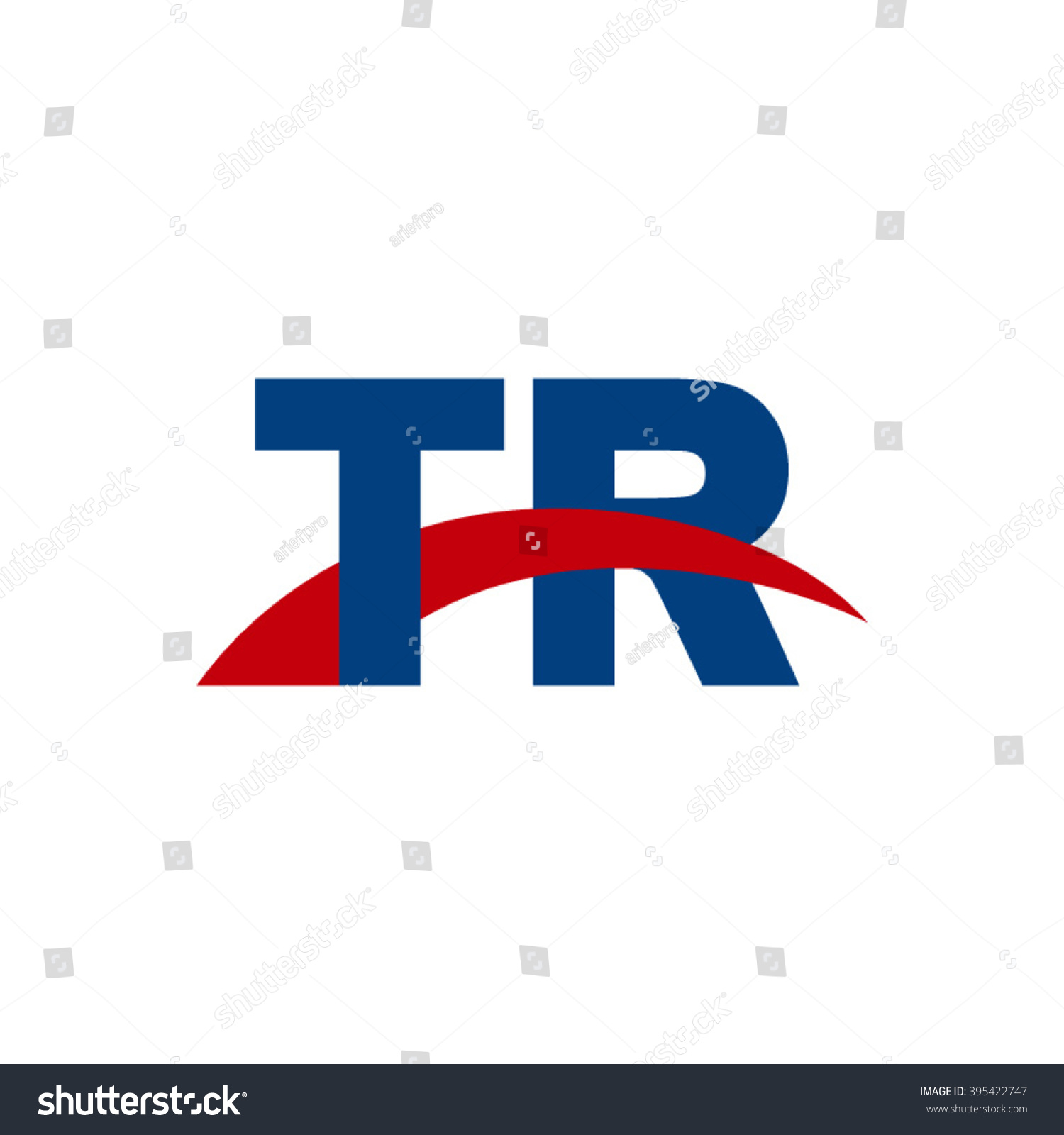 Tr Initial Overlapping Swoosh Letter Logo Blue Royalty Free Stock