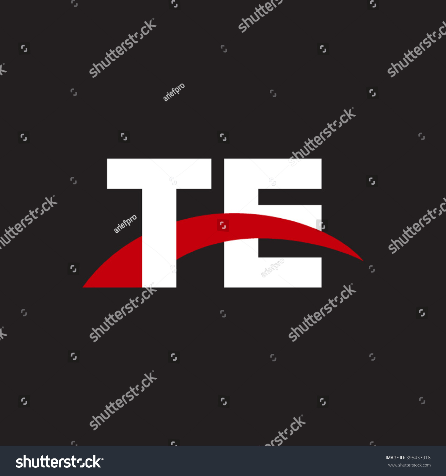 TE Initial Overlapping Swoosh Letter Logo White Royalty Free Stock