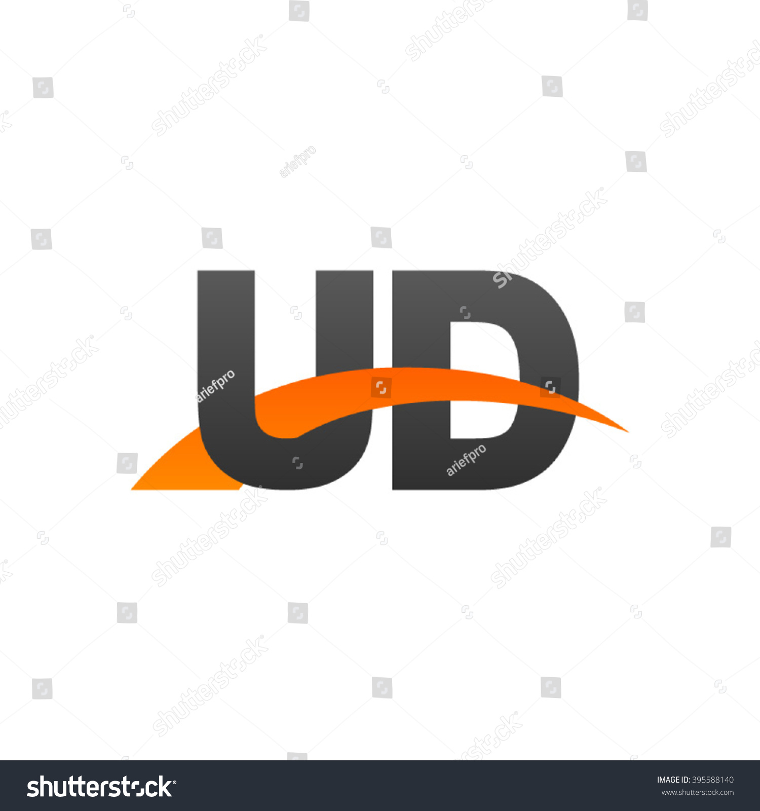 UD Initial Overlapping Swoosh Letter Logo Black Royalty Free Stock