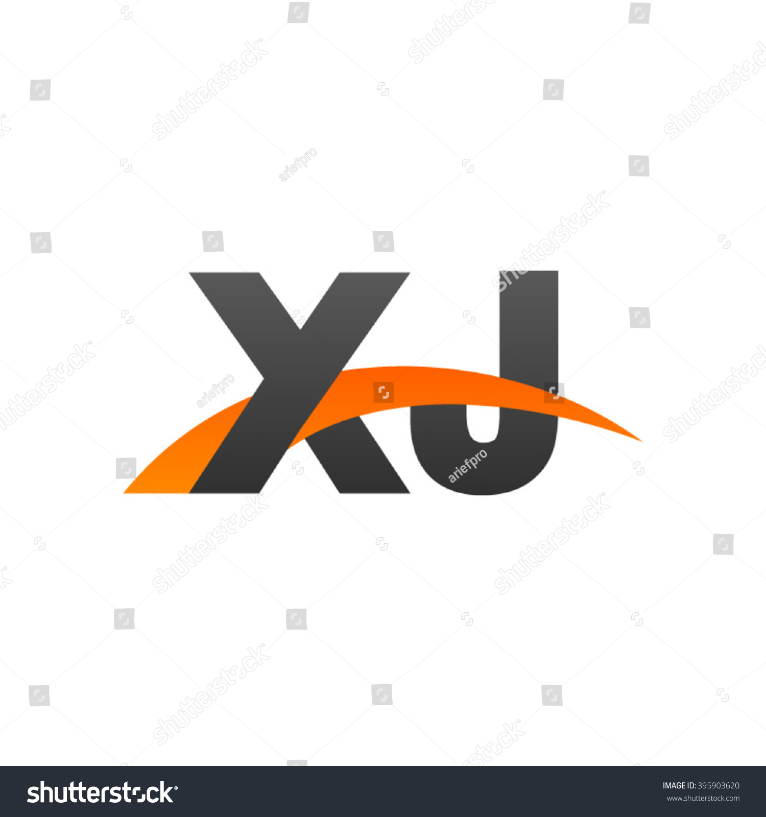 XJ Initial Overlapping Swoosh Letter Logo Black Royalty Free Stock