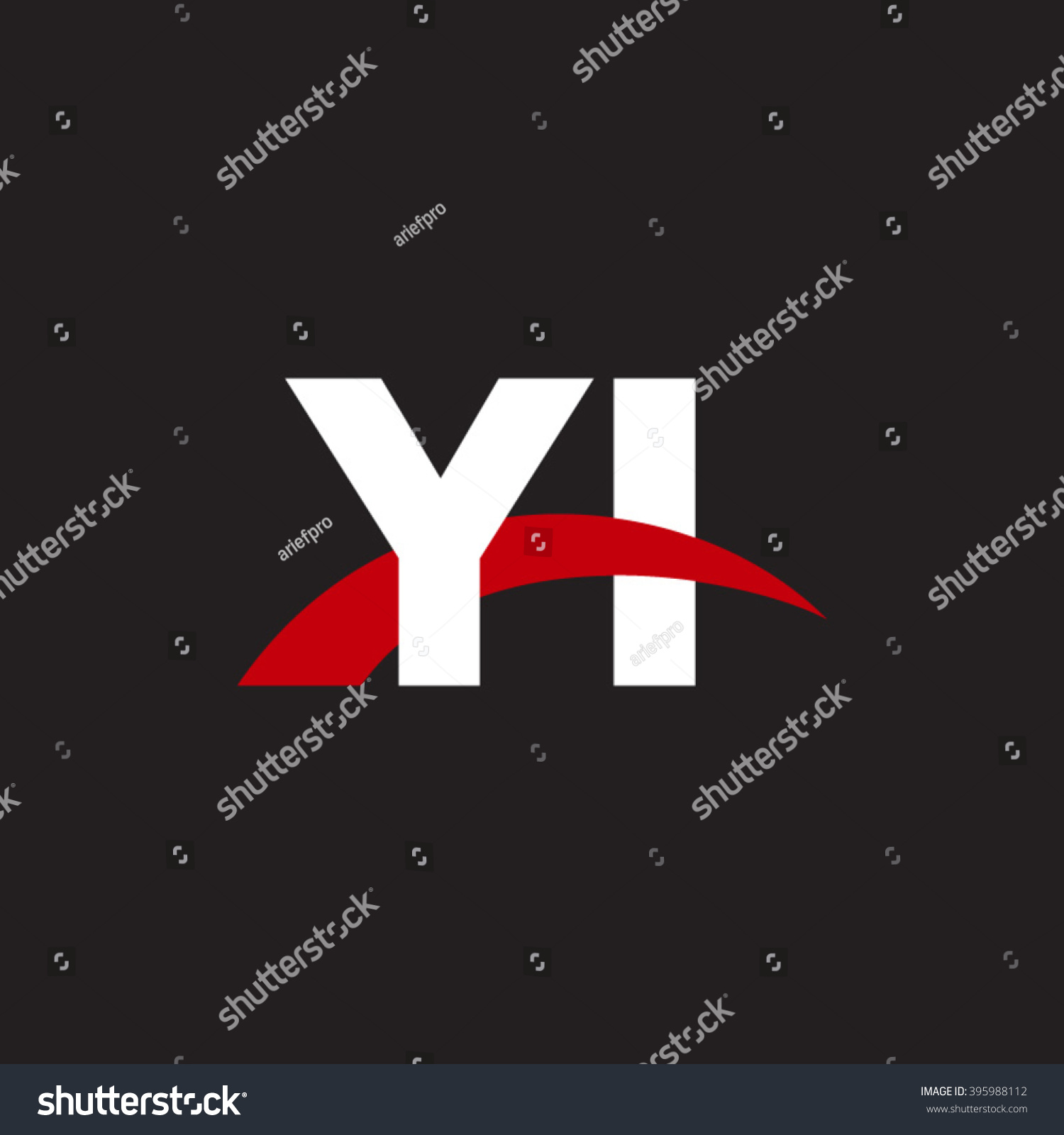 Yi Initial Overlapping Swoosh Letter Logo White Royalty Free Stock