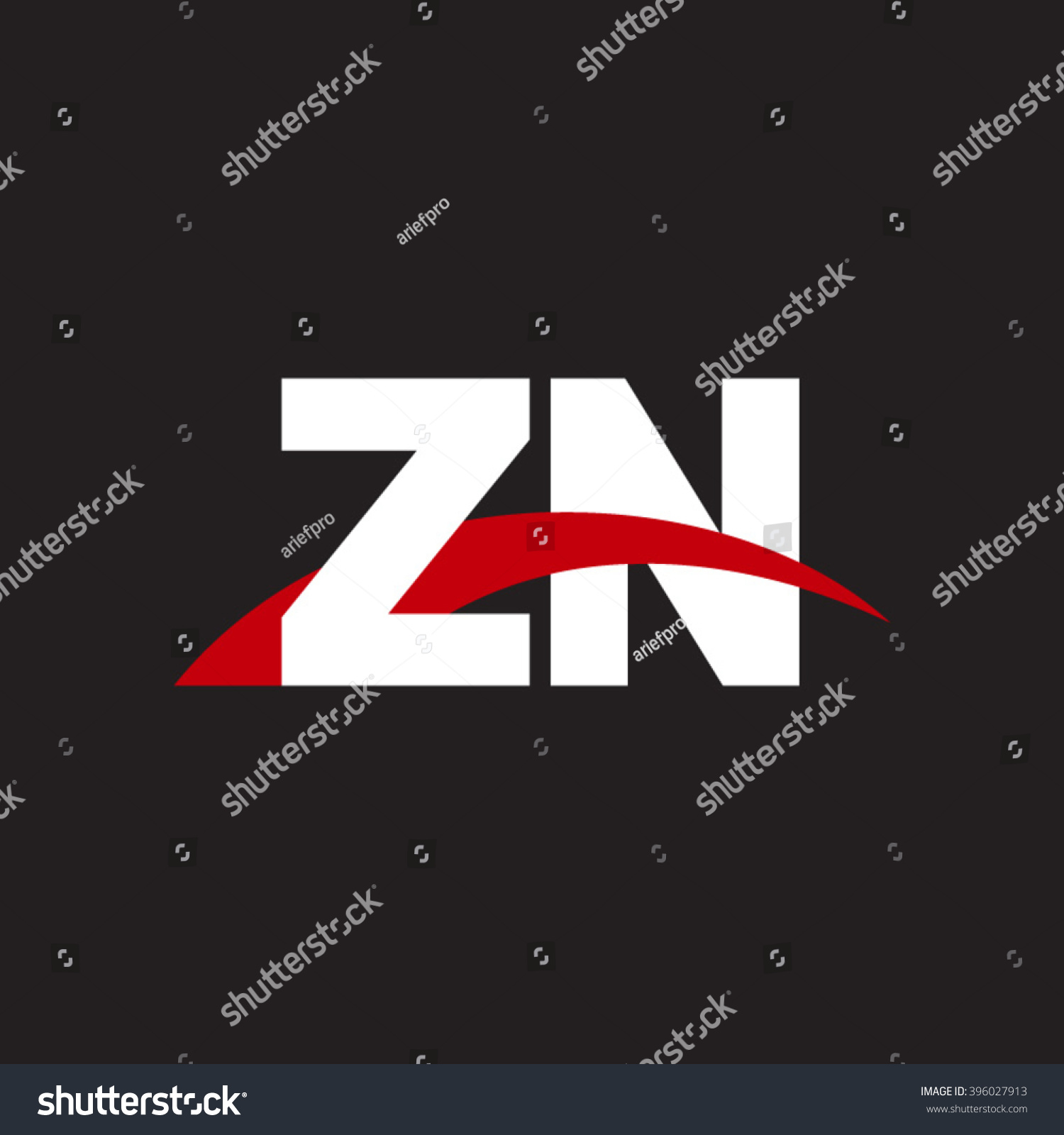 ZN Initial Overlapping Swoosh Letter Logo White Royalty Free Stock