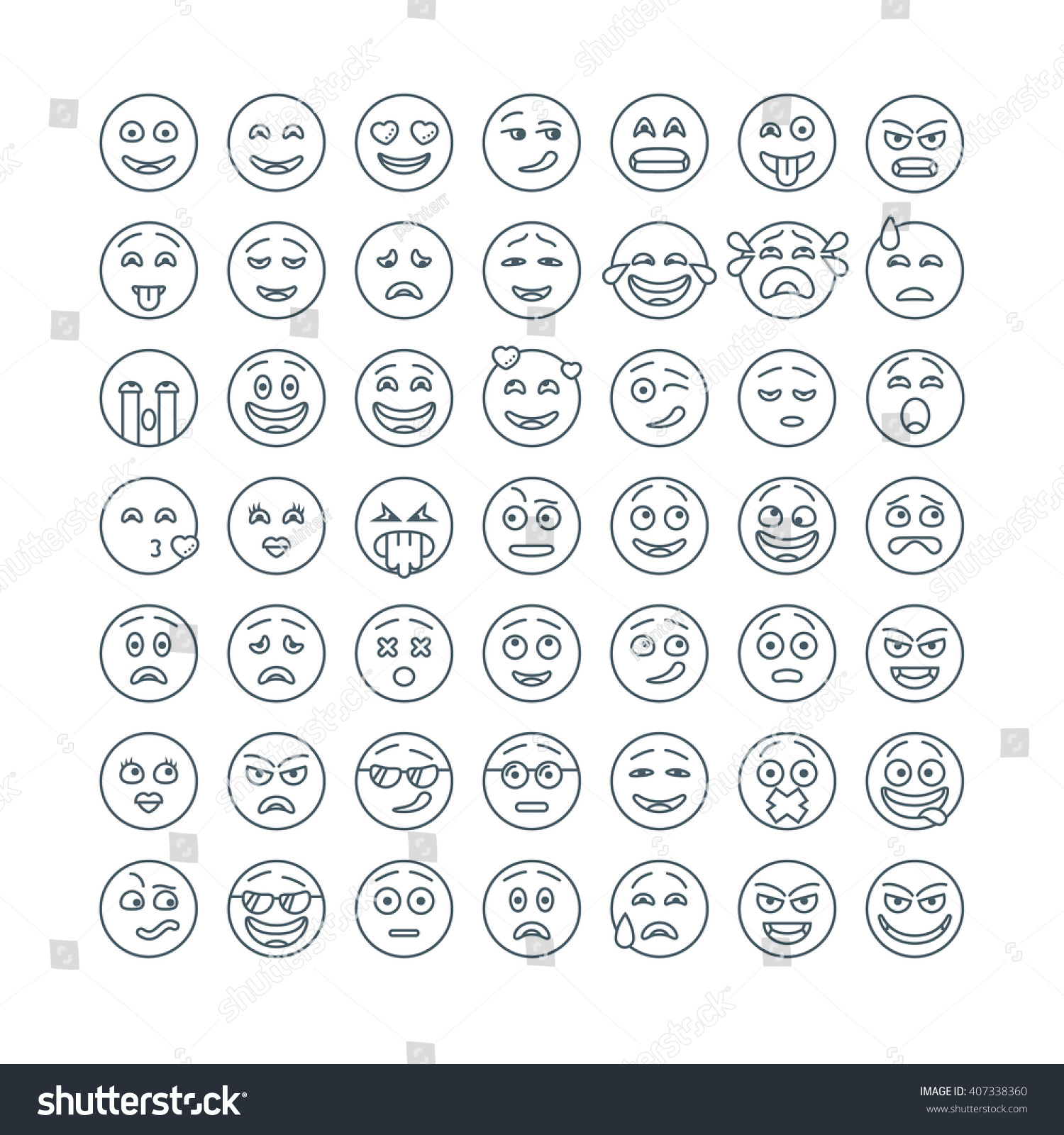 Set Of Emoticons Emoji Isolated On White Royalty Free Stock Vector