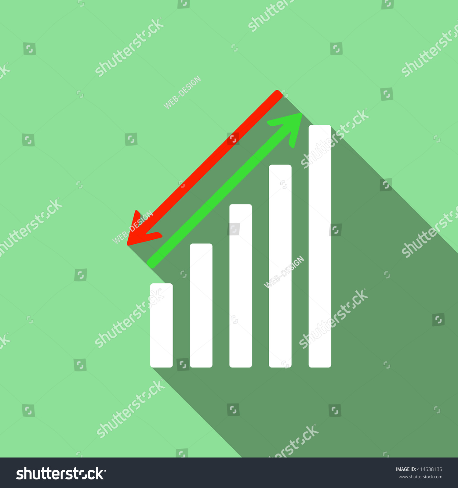 Chart With Green And Red Arrows Icon Vector Royalty Free Stock