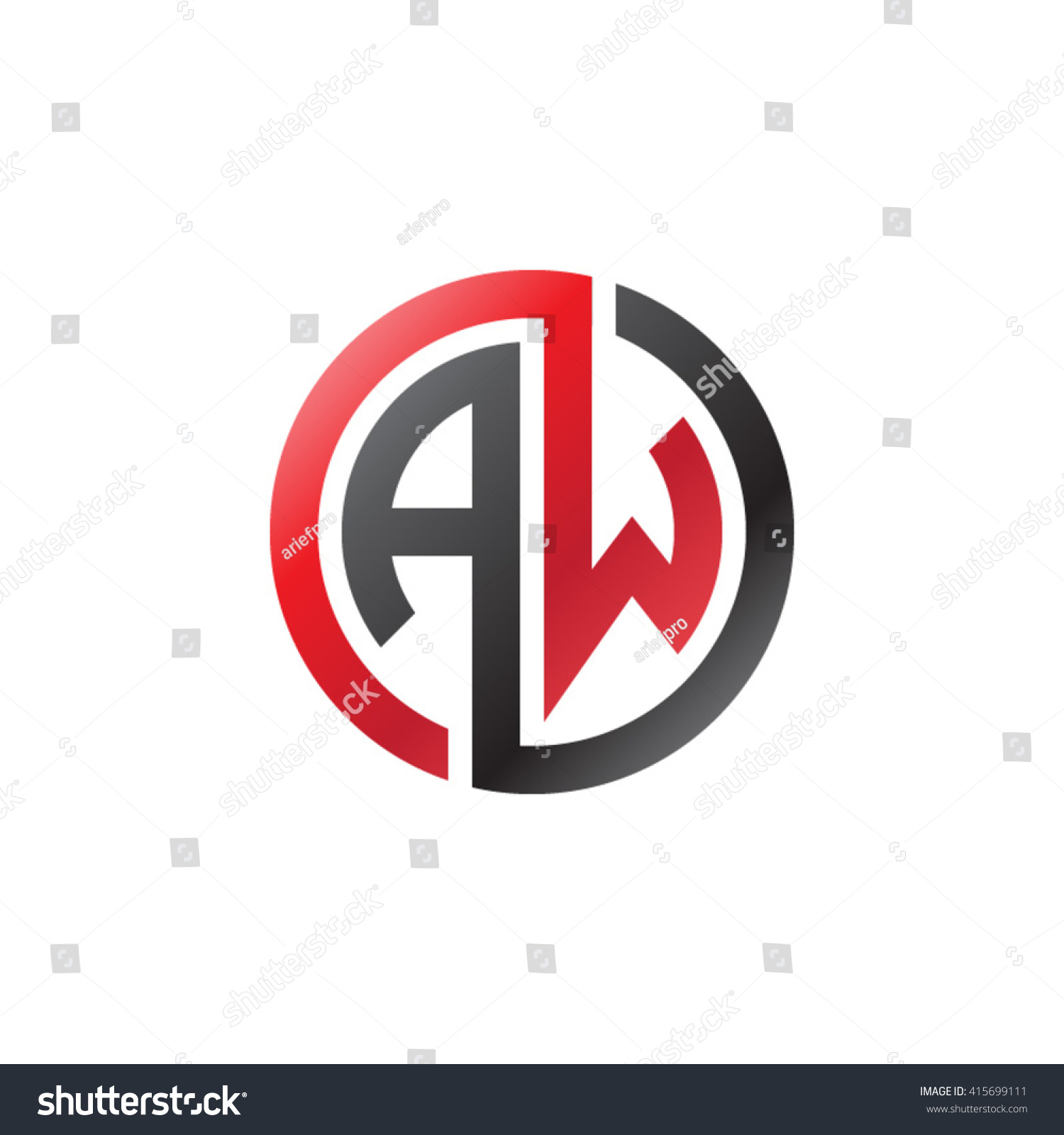 Aw Initial Letters Linked Circle Company Logo Royalty Free Stock