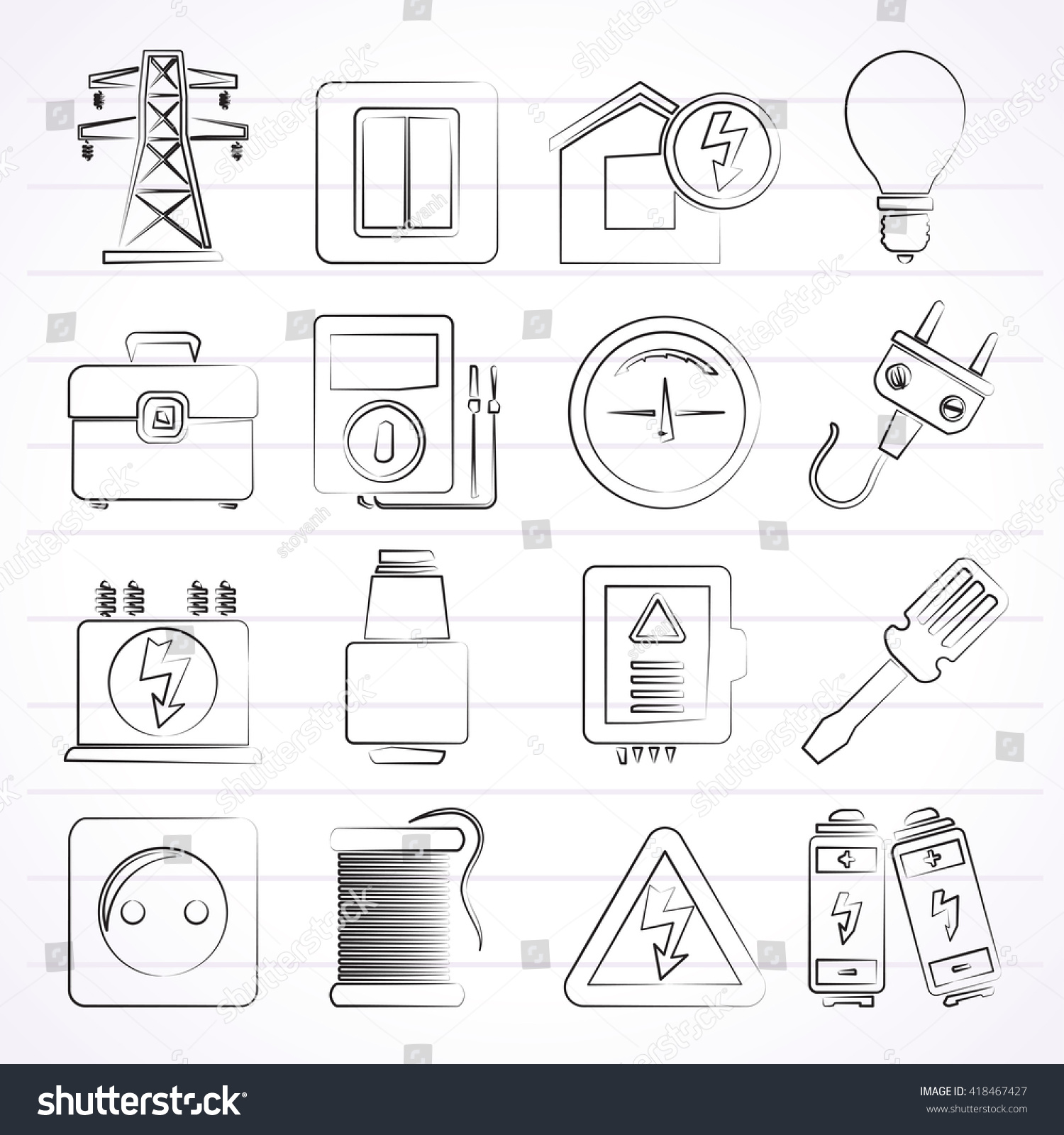 Power Energy And Electricity Icons Vector Royalty Free Stock