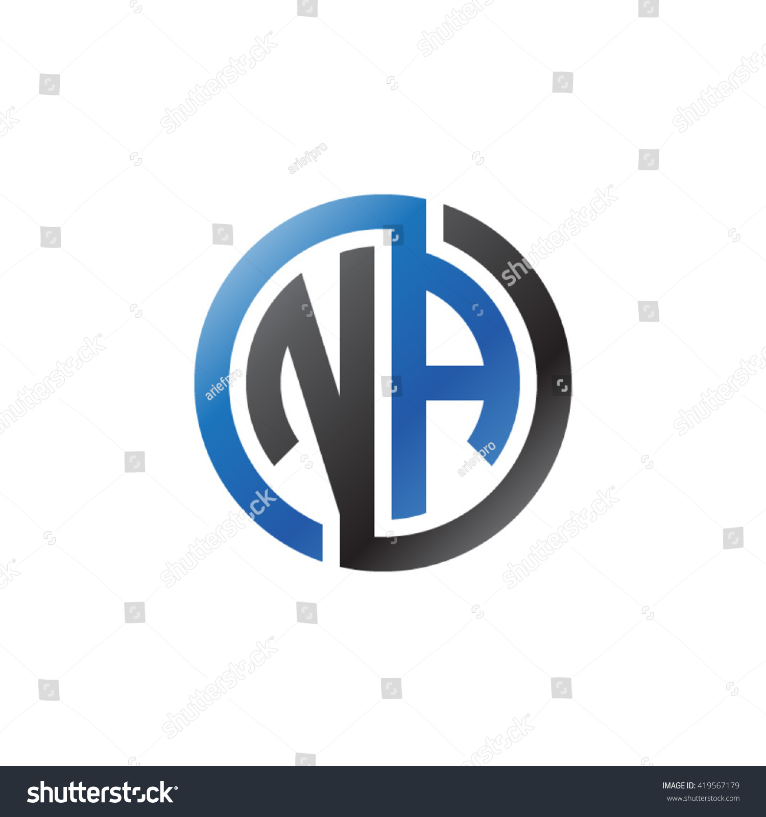 Na Initial Letters Looping Linked Circle Logo Royalty Free Stock