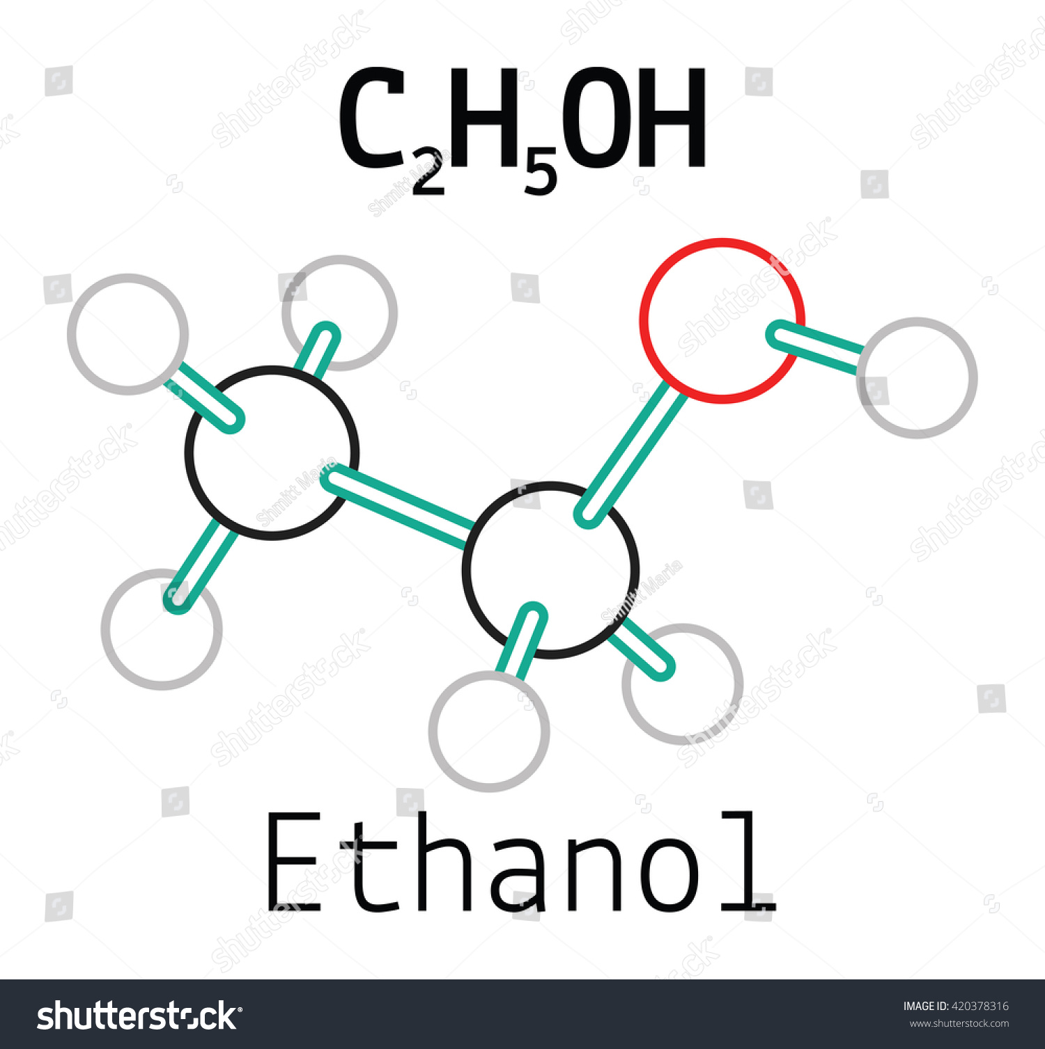 C H Oh Ethanol Molecule Royalty Free Stock Vector Avopix