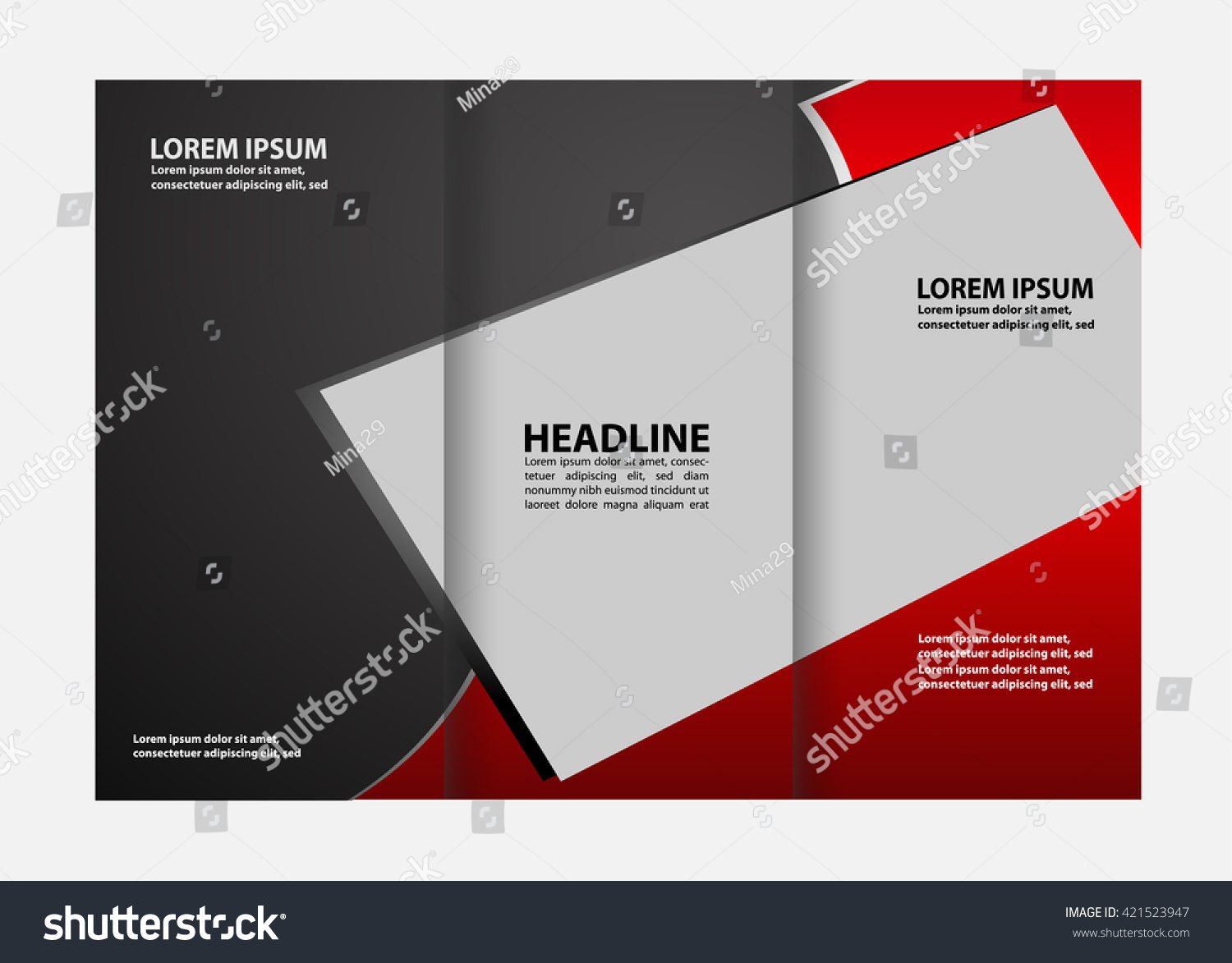 Vector Red And Black Tri Fold Brochure Design Royalty Free Stock