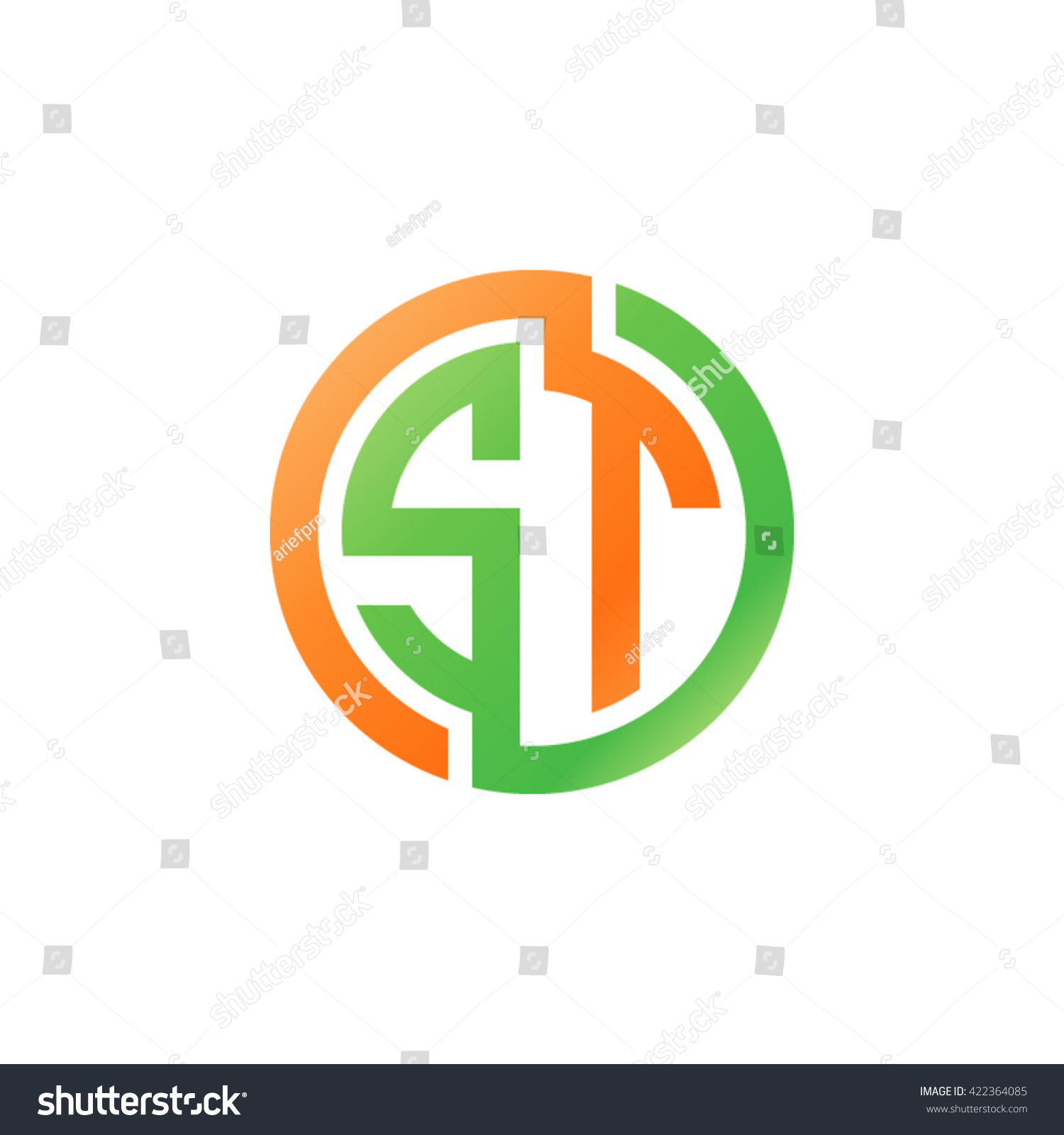 St Initial Letters Looping Linked Circle Logo Royalty Free Stock