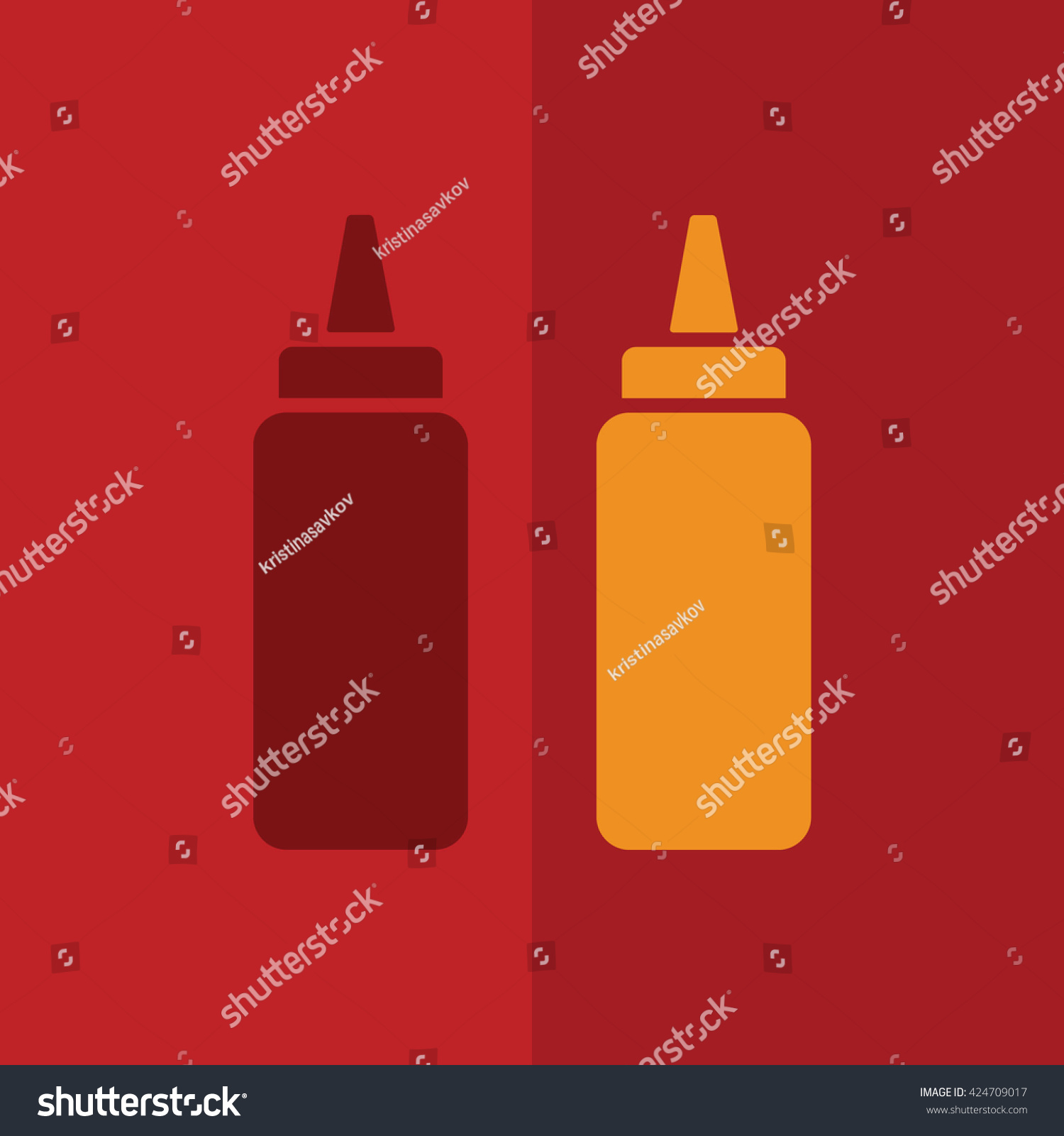 Ketchup And Mustard Squeeze Bottle Vector Icon Royalty Free Stock