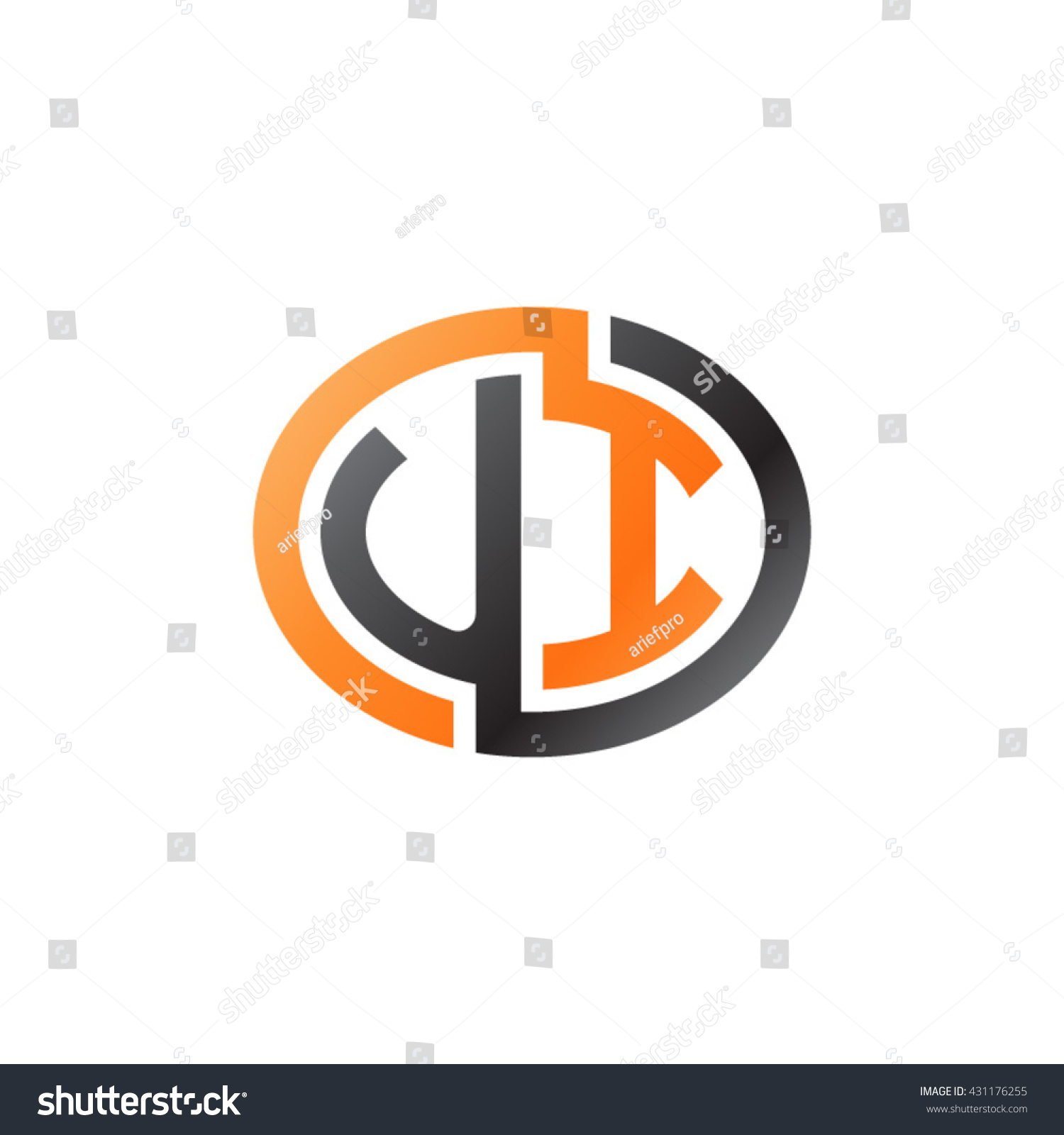 Ui Initial Letters Looping Linked Ellipse Logo Royalty Free Stock