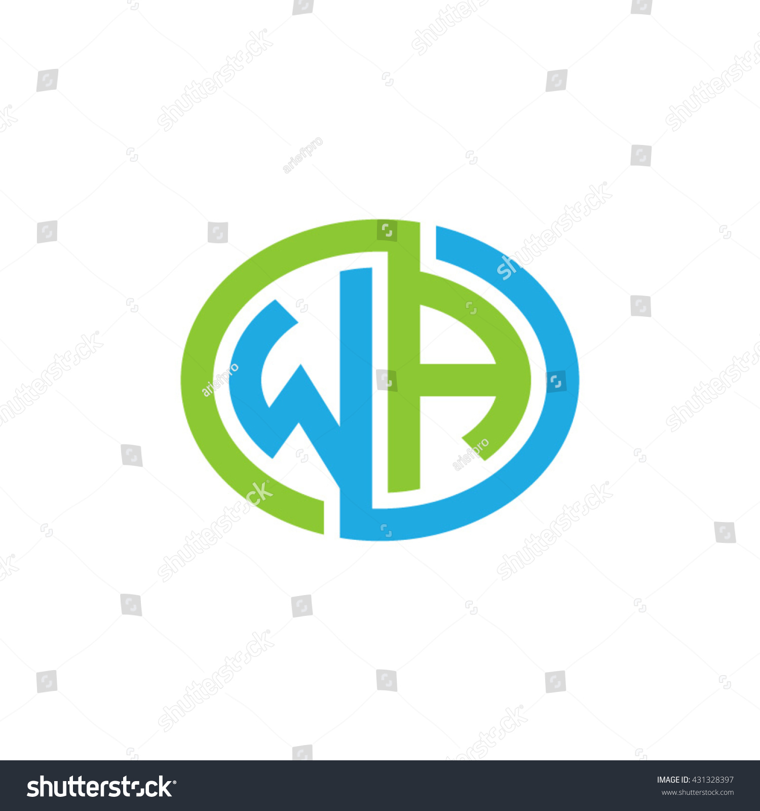 WA Initial Letters Looping Linked Ellipse Logo Royalty Free Stock