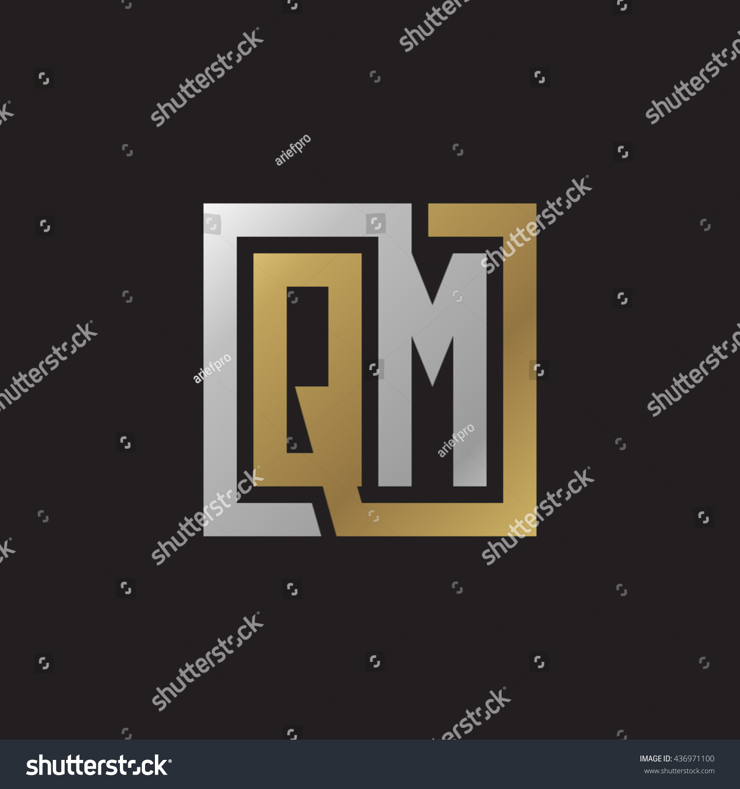 Qm Initial Letters Looping Linked Square Elegant Royalty Free Stock