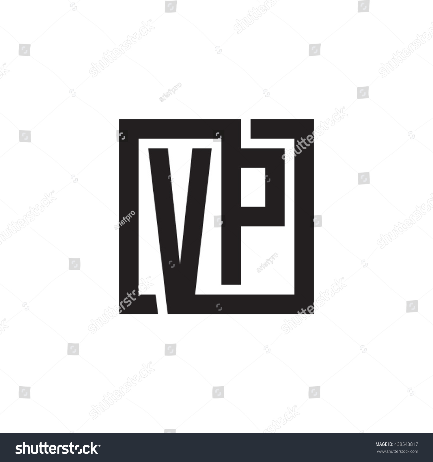 Vp Initial Letters Looping Linked Square Royalty Free Stock Vector