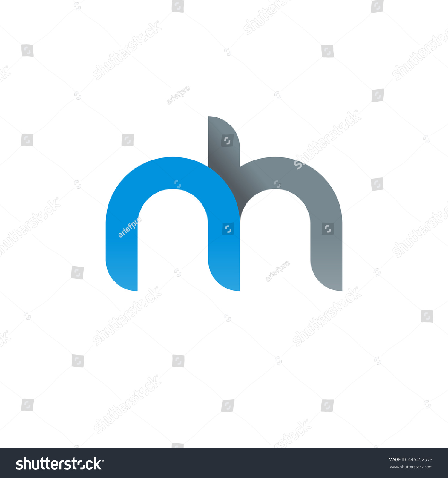 Initial Letter Nh Modern Linked Circle Round Royalty Free Stock