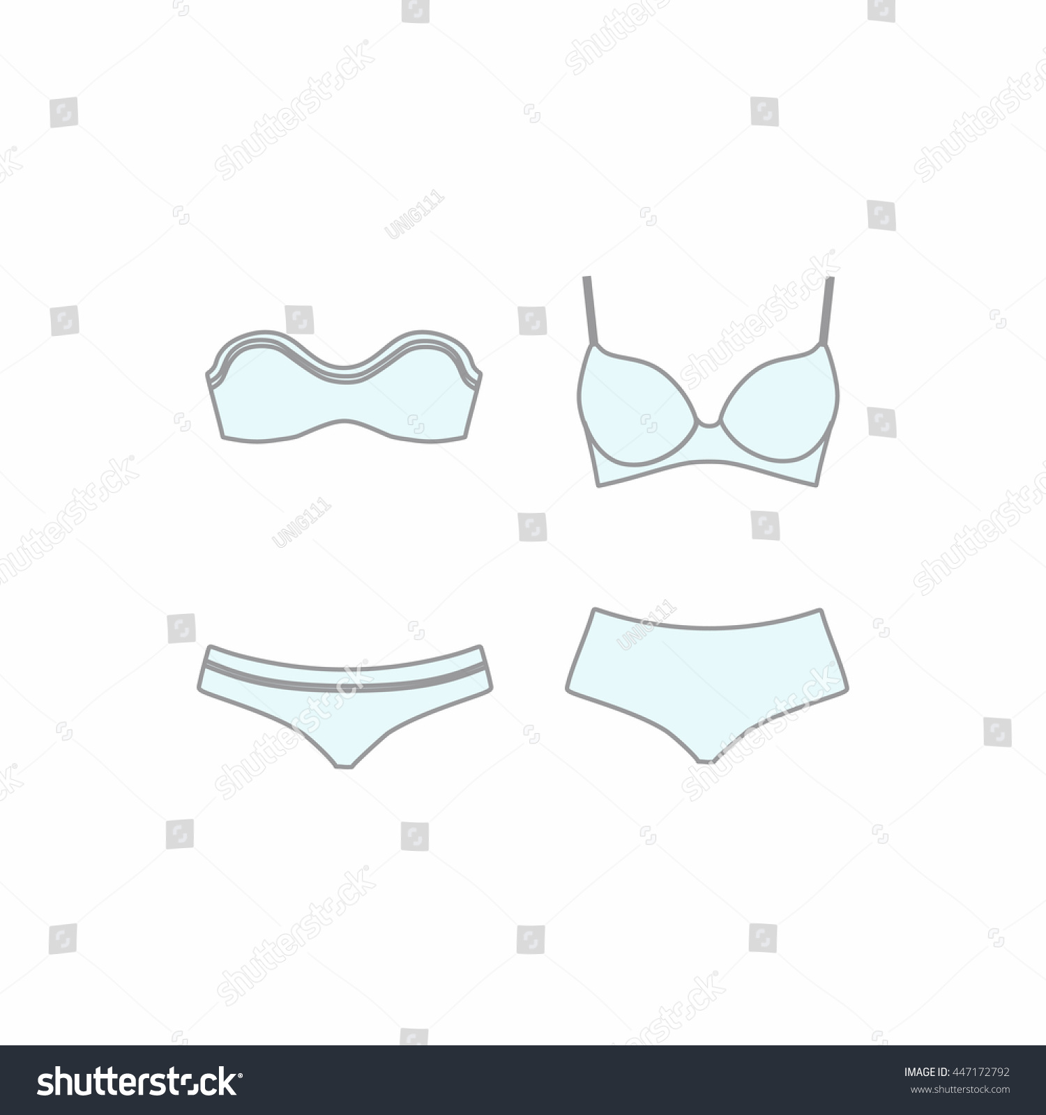 Hand Drawn Vector Lingerie Set Bra And Royalty Free Stock Vector