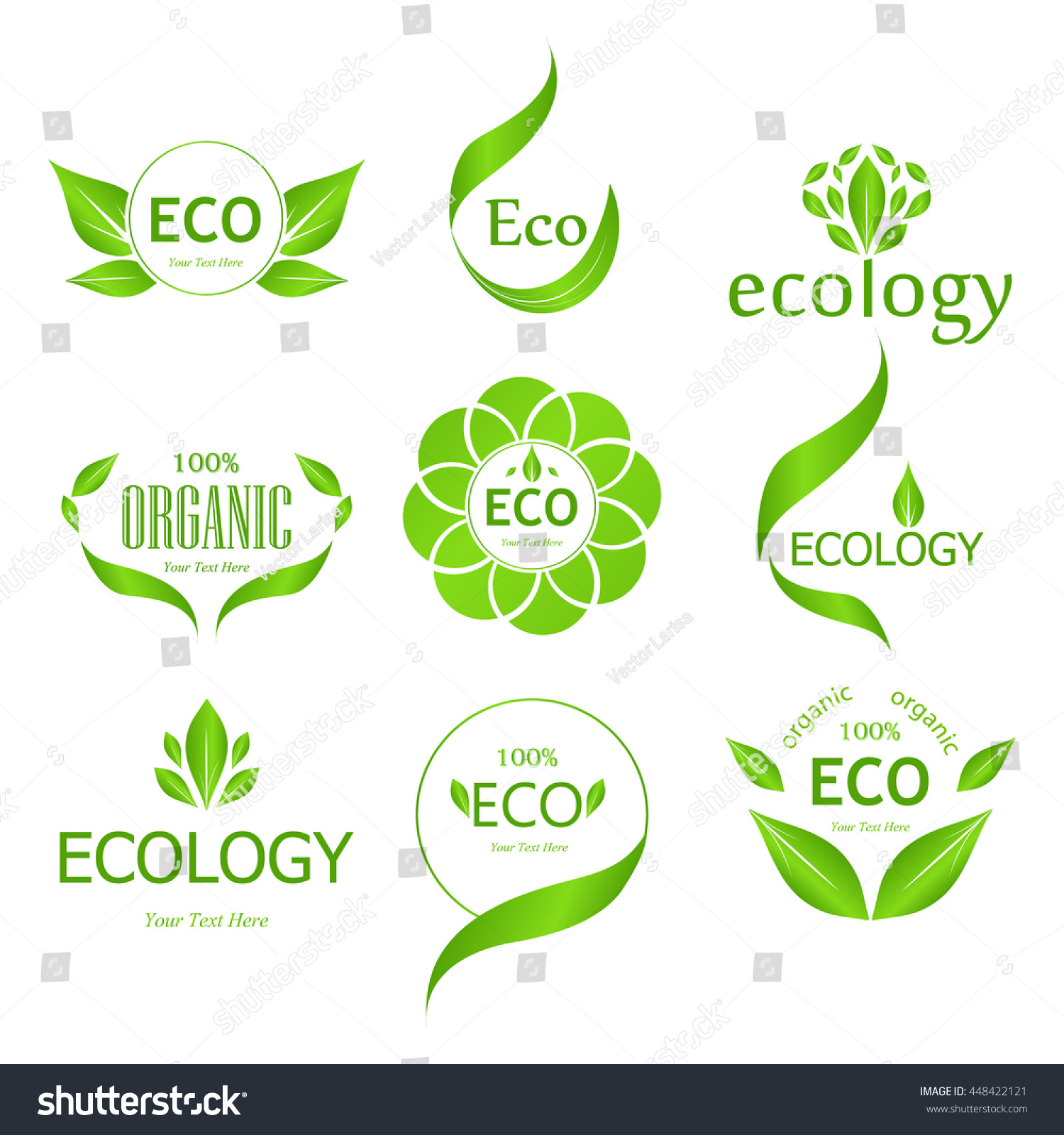 Set Of Eco Labels With Leaves On A White Royalty Free Stock Vector