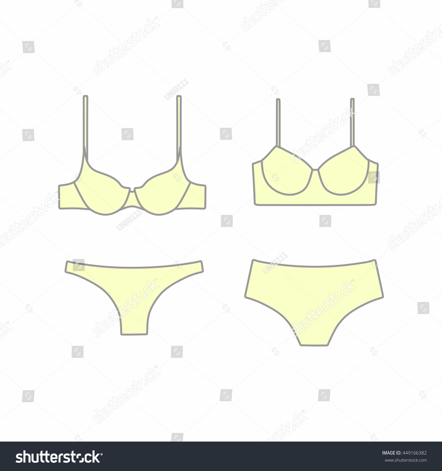 Hand Drawn Vector Lingerie Set Bra And Royalty Free Stock Vector