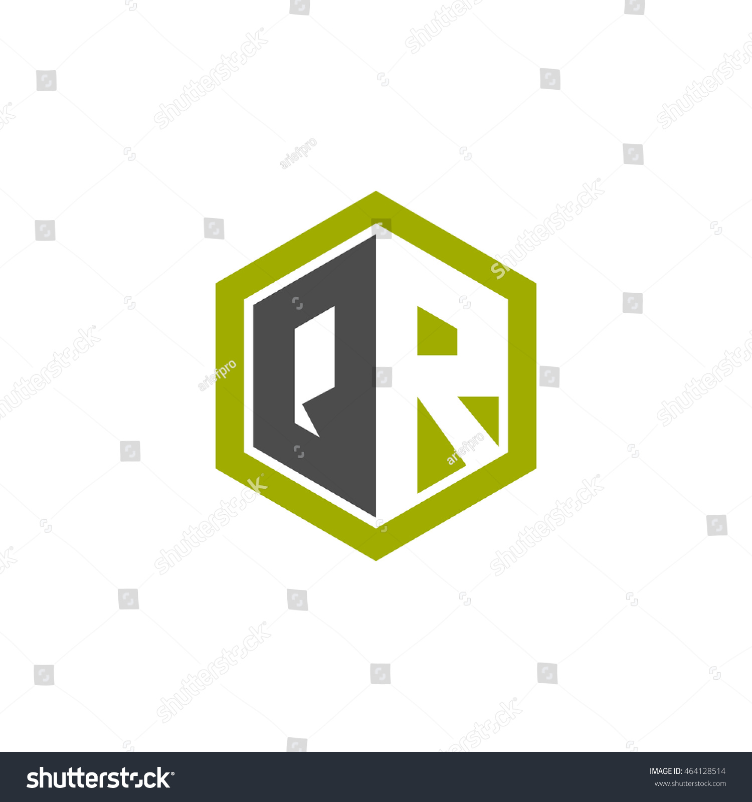 Initial Letters Qr Negative Space Hexagon Shape Royalty Free Stock