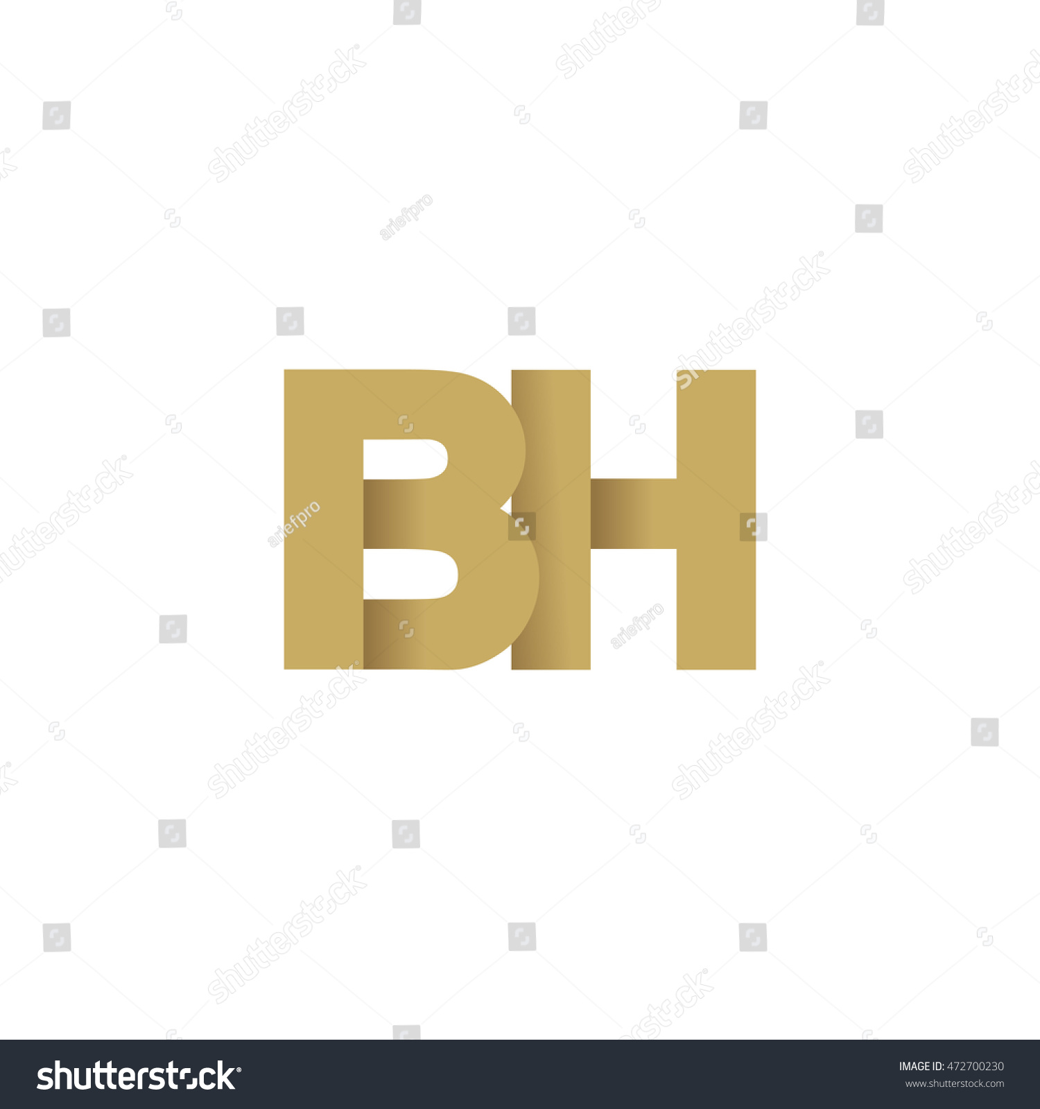 Initial Letters Bh Overlapping Fold Logo Brown Royalty Free Stock