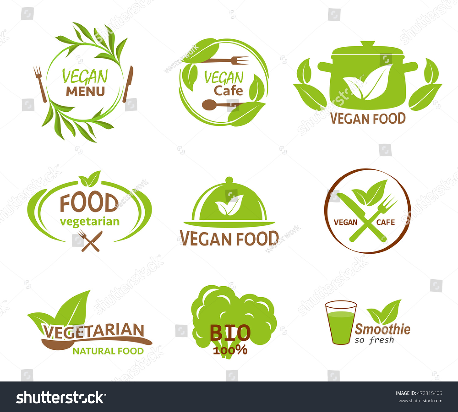 Set Of Eco Labels For Vegetarian Restaurants Royalty Free Stock