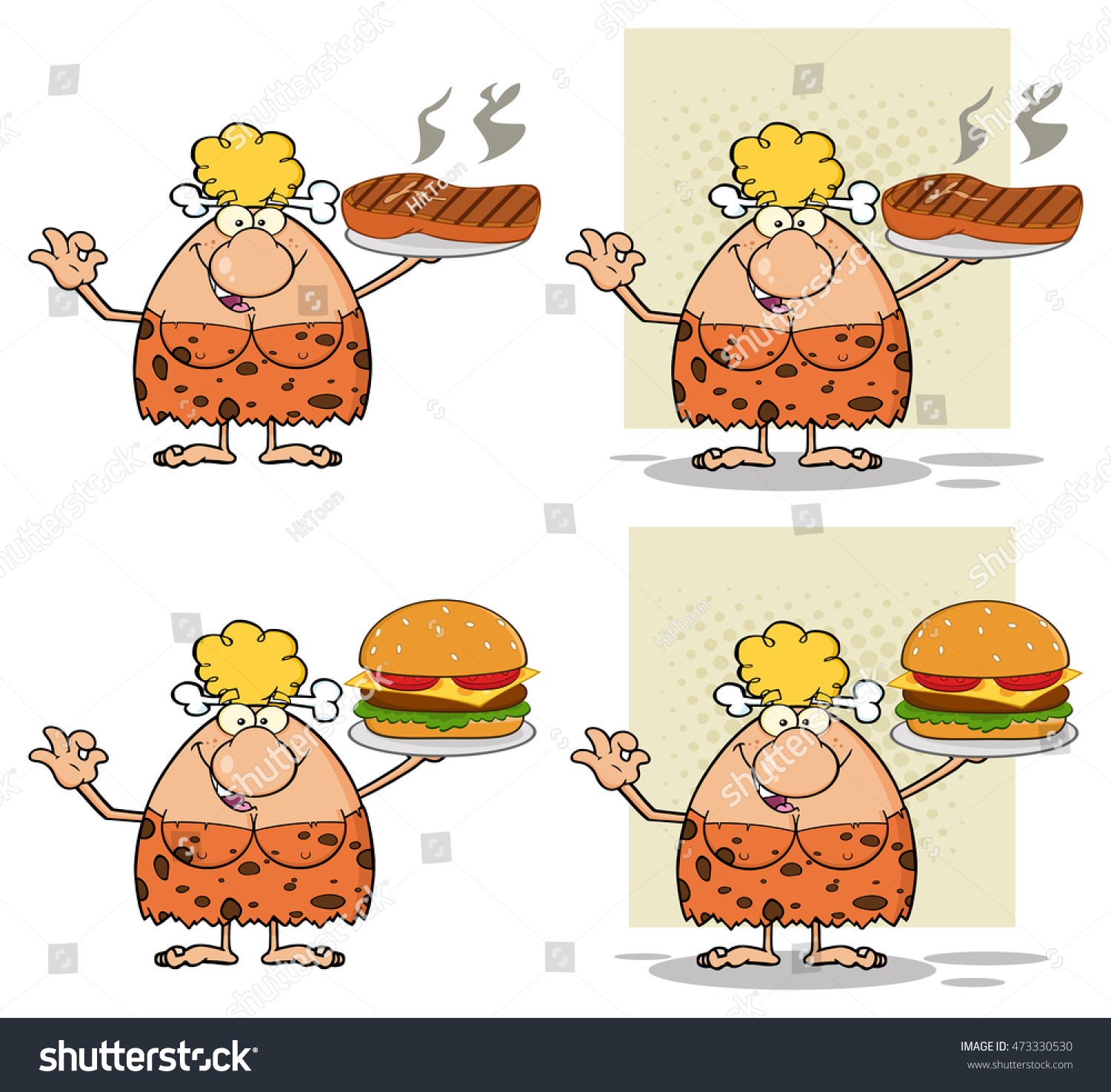 Blonde Cave Woman Cartoon Mascot Character Royalty Free Stock