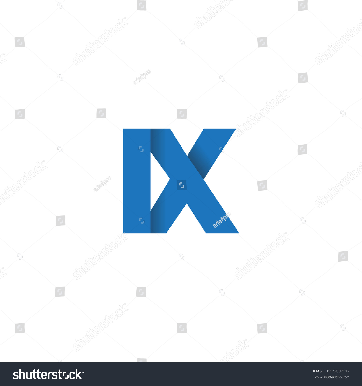 Initial Letters Ix Overlapping Fold Logo Blue Royalty Free Stock