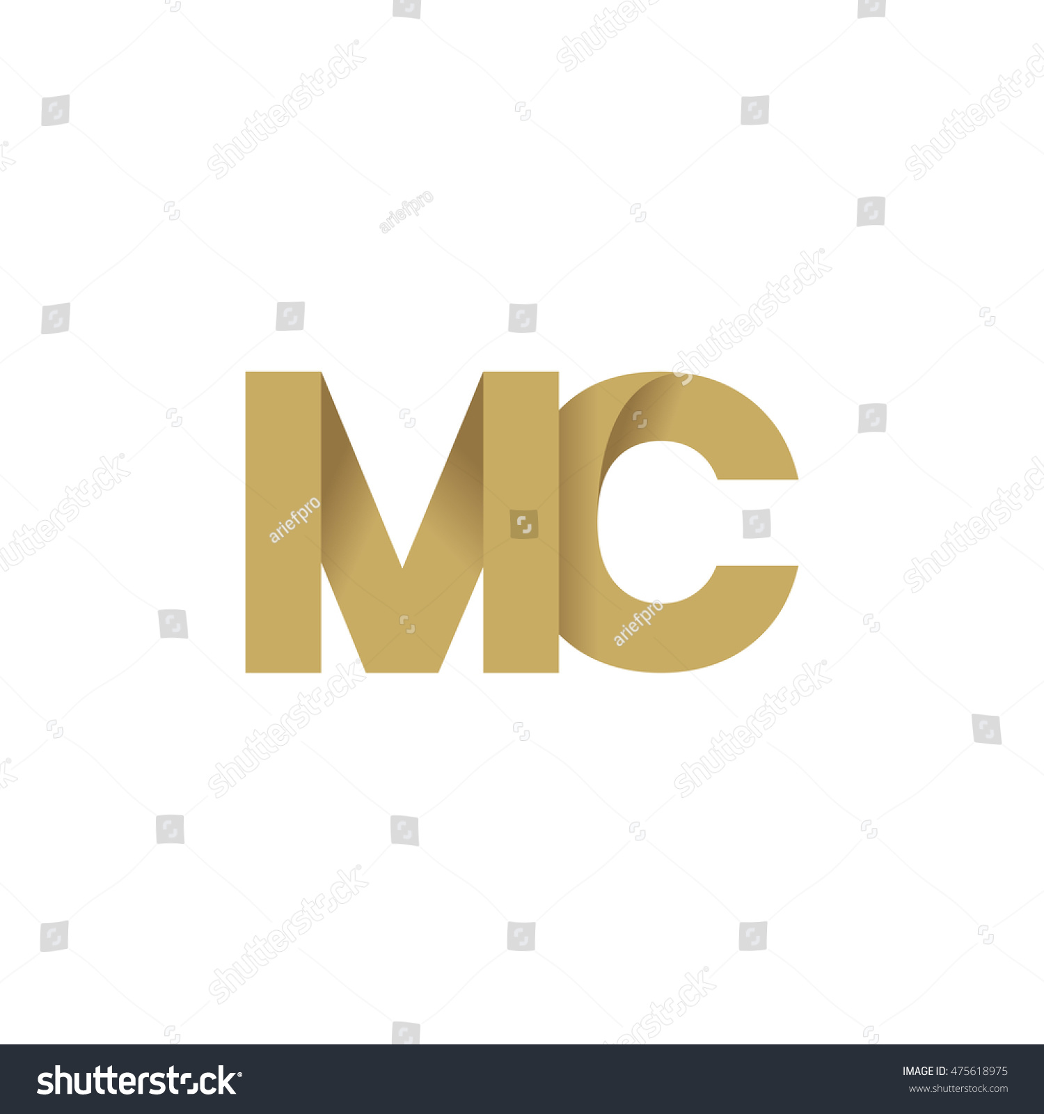 Initial Letters MC Overlapping Fold Logo Brown Royalty Free Stock