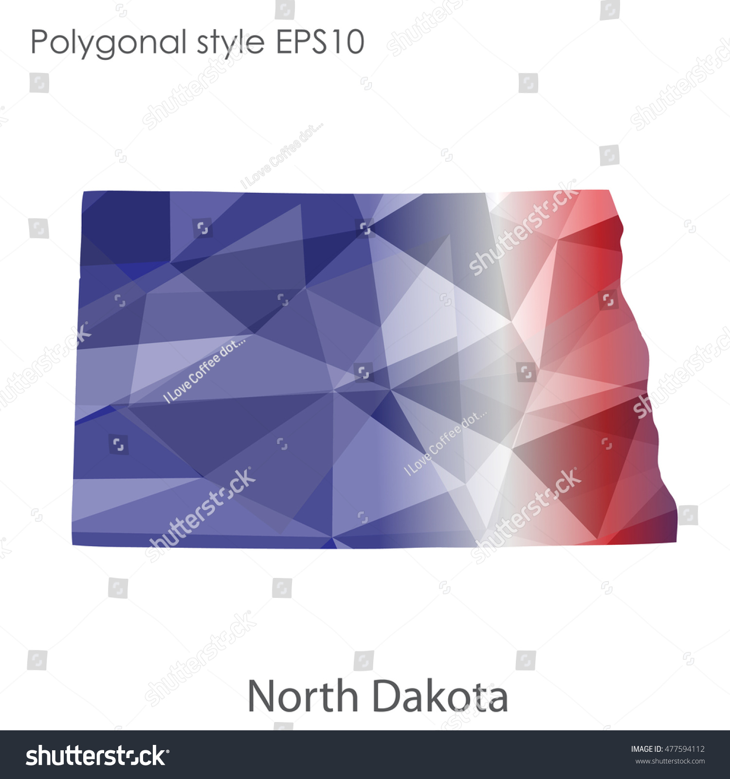 North Dakota State Map In Geometric Polygonal Royalty Free Stock