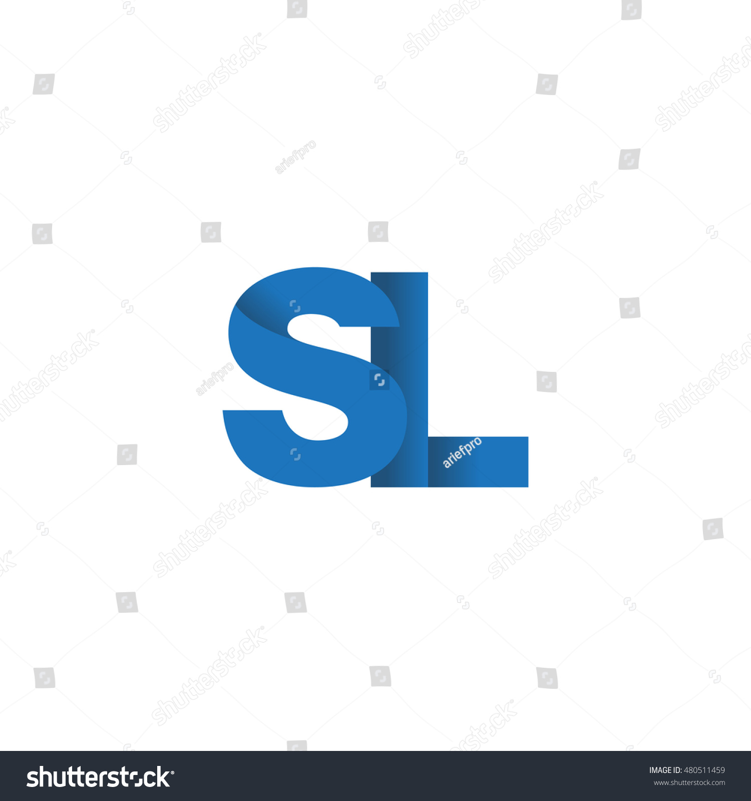 Initial Letters Sl Overlapping Fold Logo Blue Royalty Free Stock