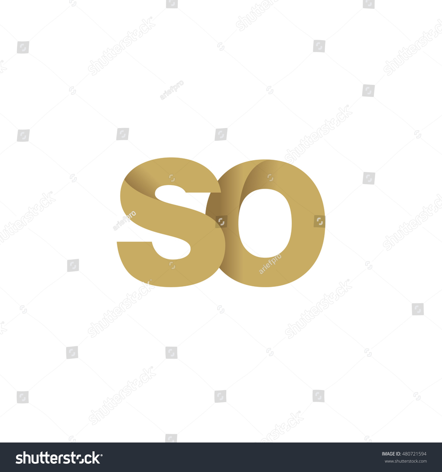 Initial Letters SO Overlapping Fold Logo Brown Royalty Free Stock