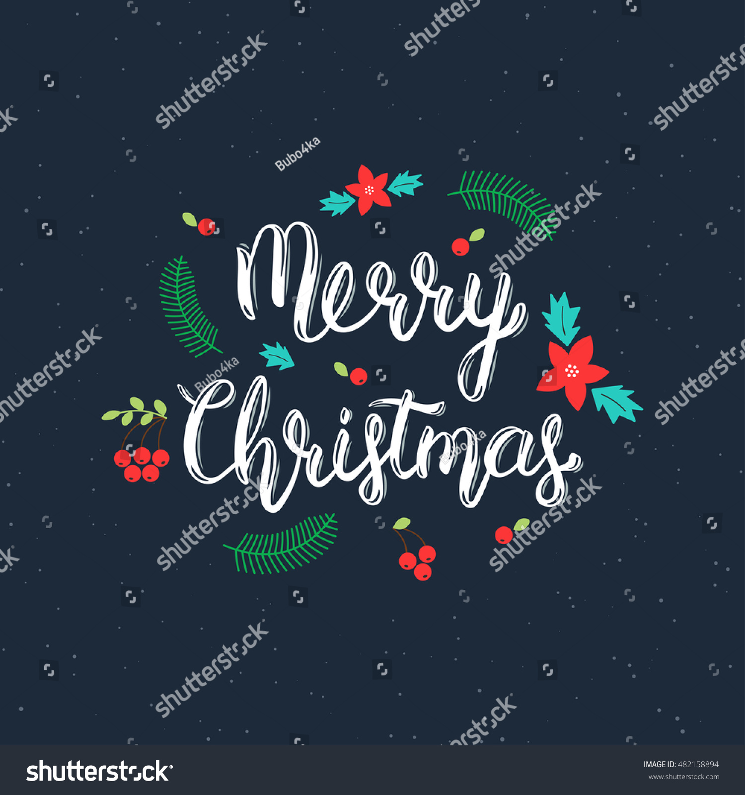 Merry Christmas Handwritten Inscription With Royalty Free Stock