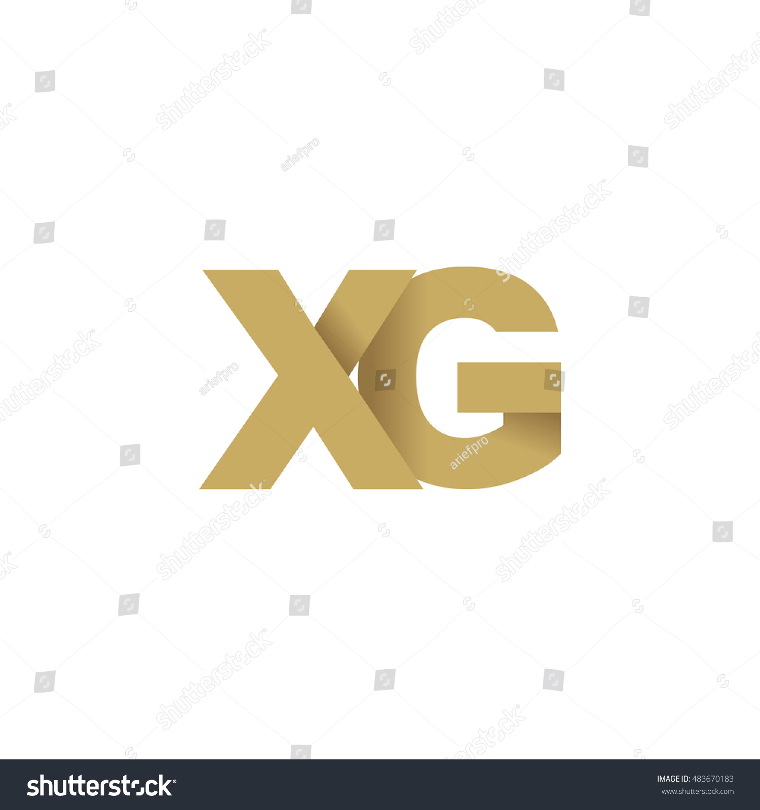 Initial Letters Xg Overlapping Fold Logo Brown Royalty Free Stock