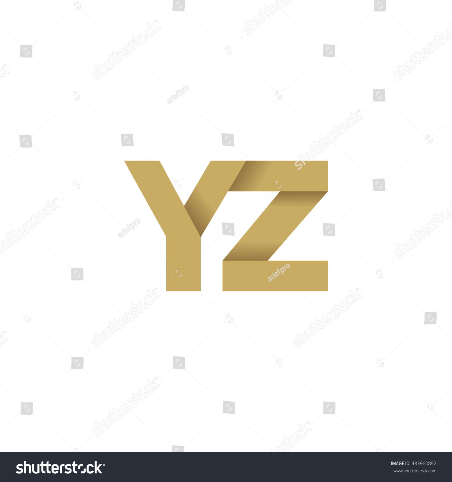 Initial Letters YZ Overlapping Fold Logo Brown Royalty Free Stock