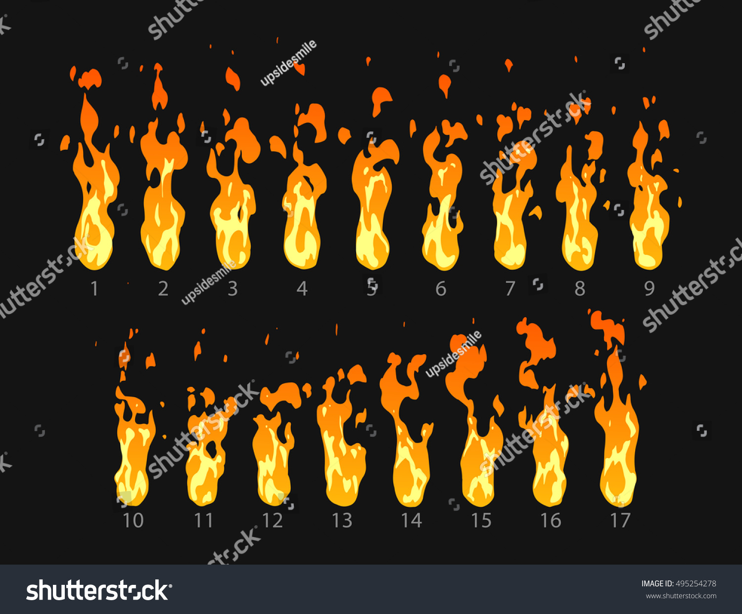 Sprite Sheet Of Fire Torch Campfire Fire Trap Royalty Free Stock