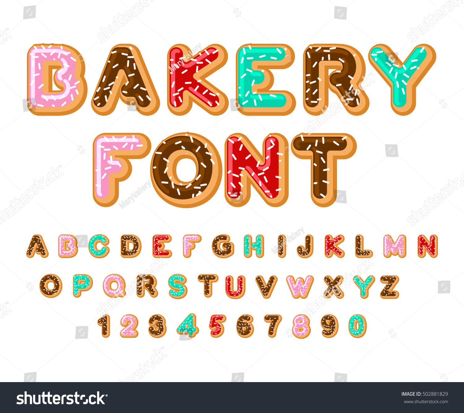 Bakery Font Donut Abc Baked In Oil Letters Royalty Free Stock