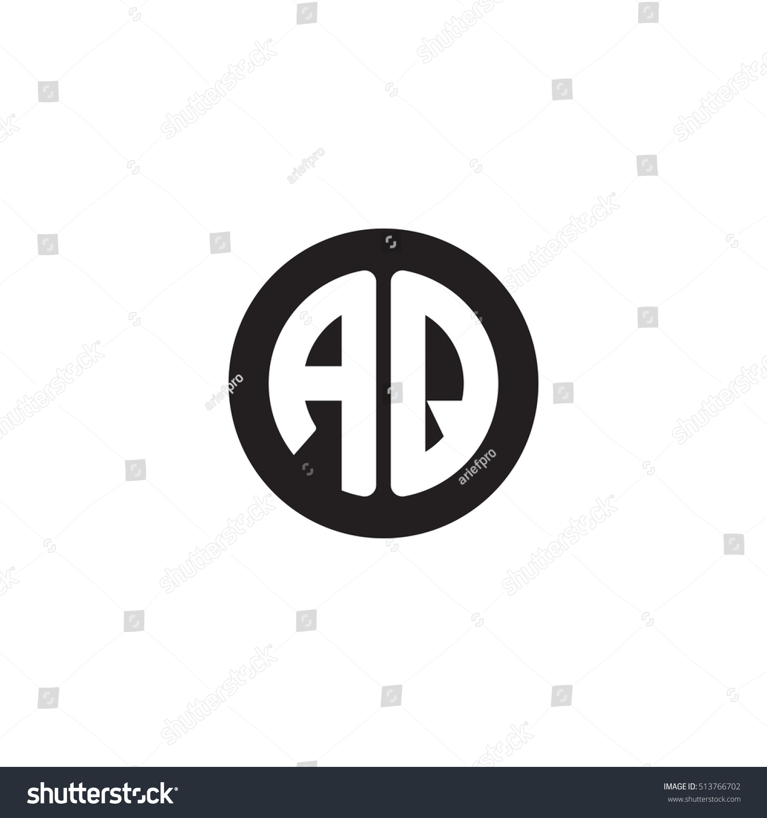 Initial Letters Aq Circle Shape Monogram Black Royalty Free Stock