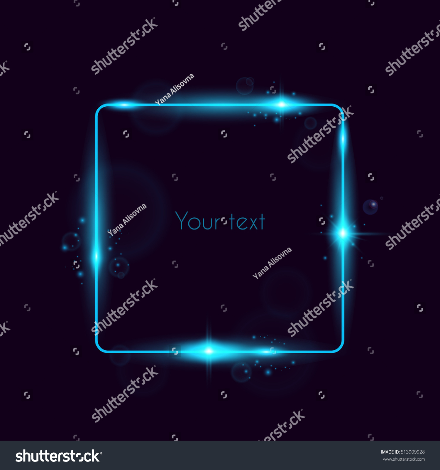 Vector Neon Frame Shining Square Banner Royalty Free Stock Vector