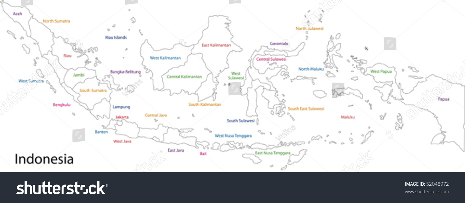 Outline Indonesia Map With Provinces Royalty Free Stock Vector