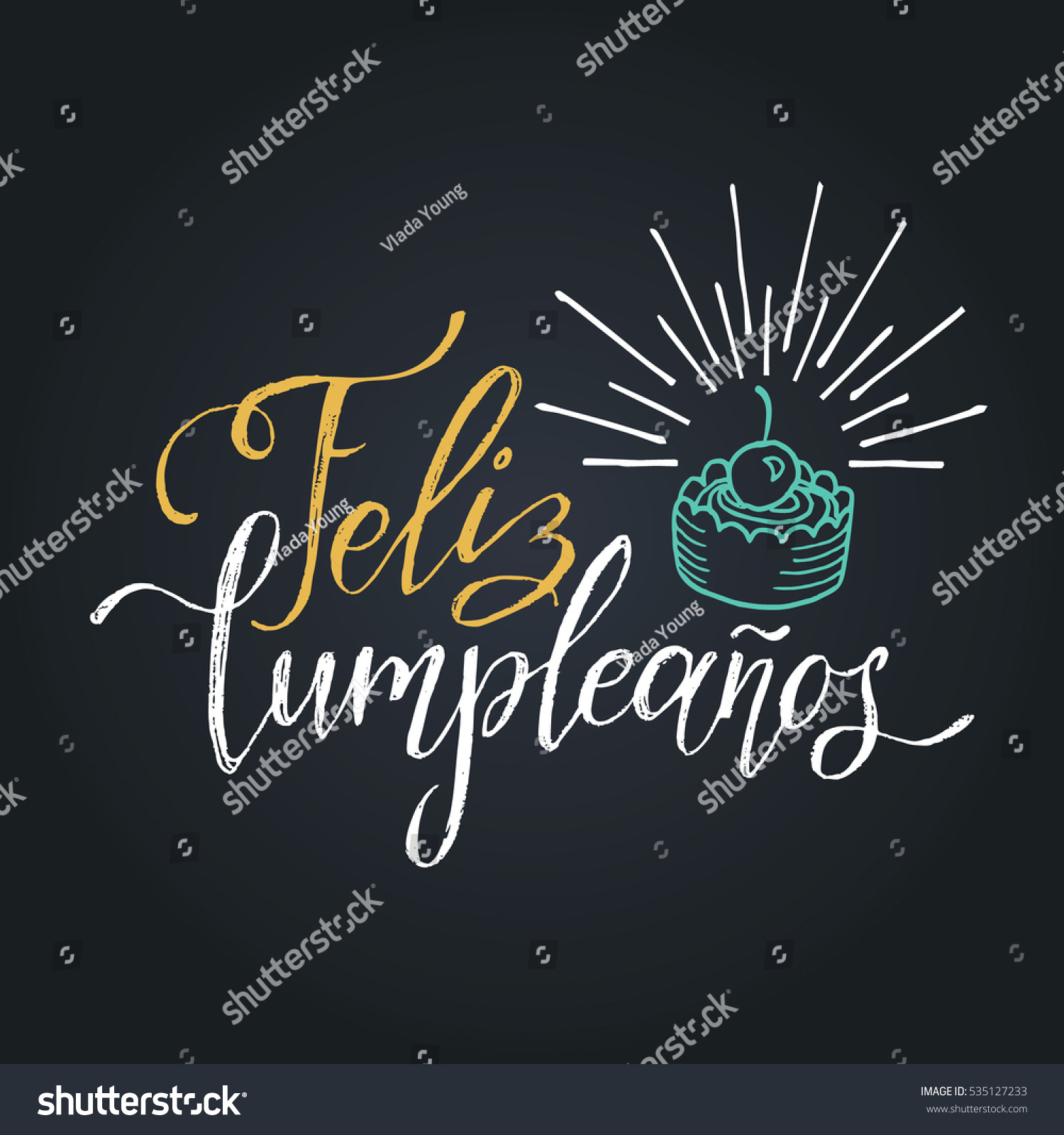 Vector Feliz Cumpleanos Translated Happy Royalty Free Stock Vector