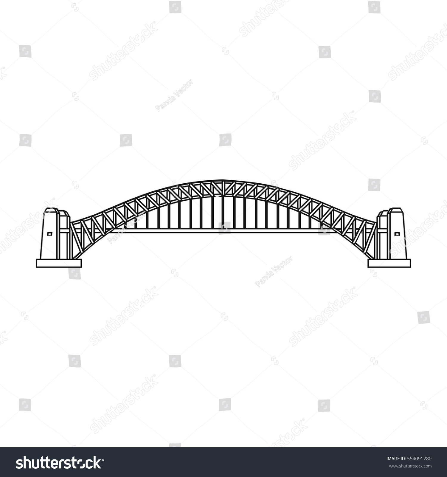 Sydney Harbour Bridge Icon In Outline Style Royalty Free Stock Vector