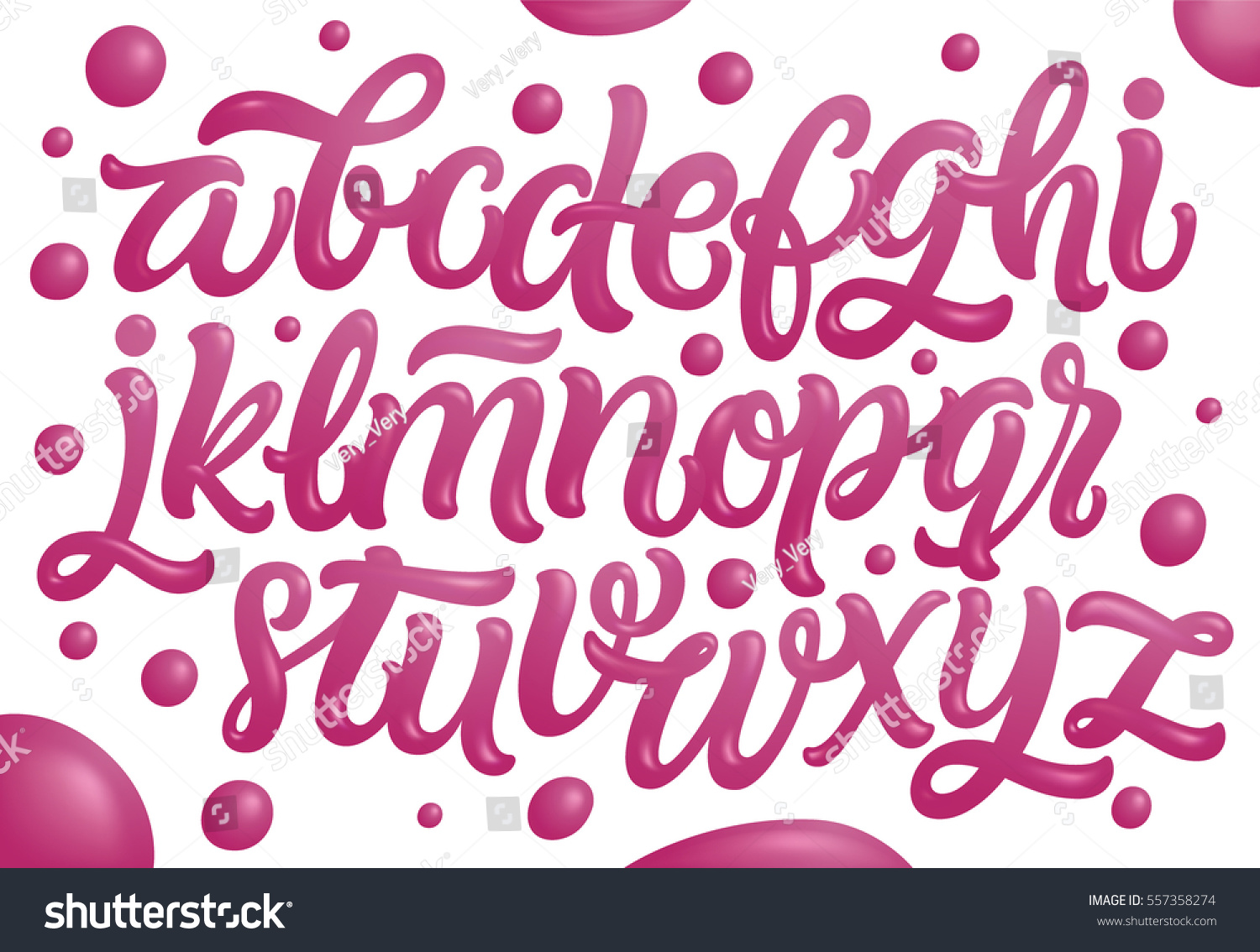 Bubble Gum Alphabet Set Pink Font Isolated On Royalty Free Stock