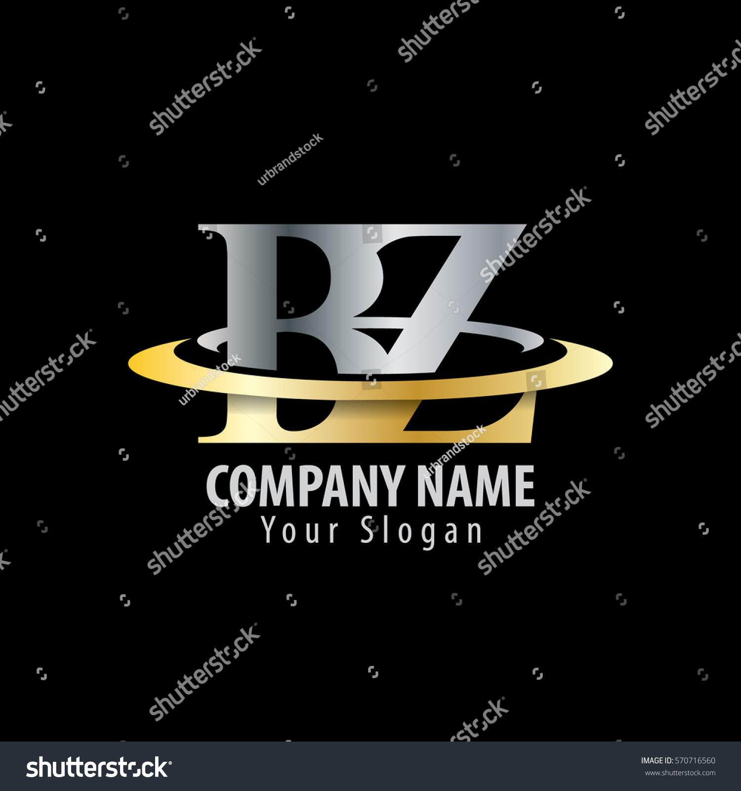 Initial Letter Bz With Overlapping Swoosh Circle Royalty Free Stock